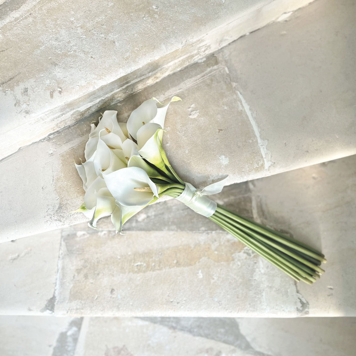 Realistic Artificial White Calla Lily Wedding Arrangement by The Faux Flower Company