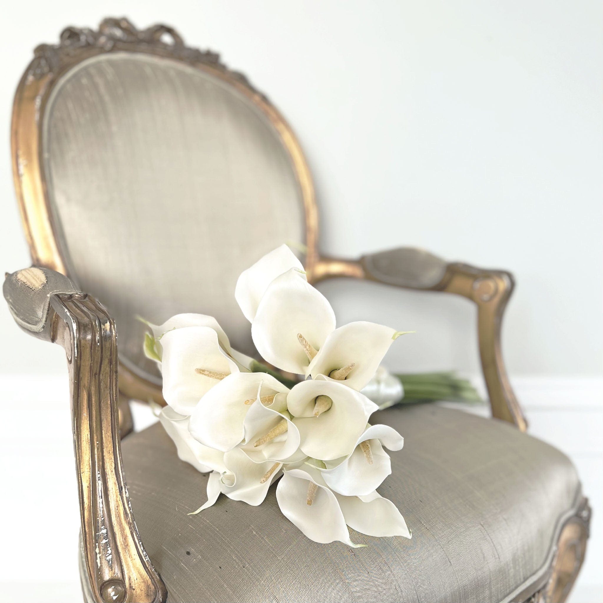 Artificial flowers luxury lifelike faux Artificial White Calla Lily Wedding Arrangement realistic silk Bridal buy online from The Faux Flower Company