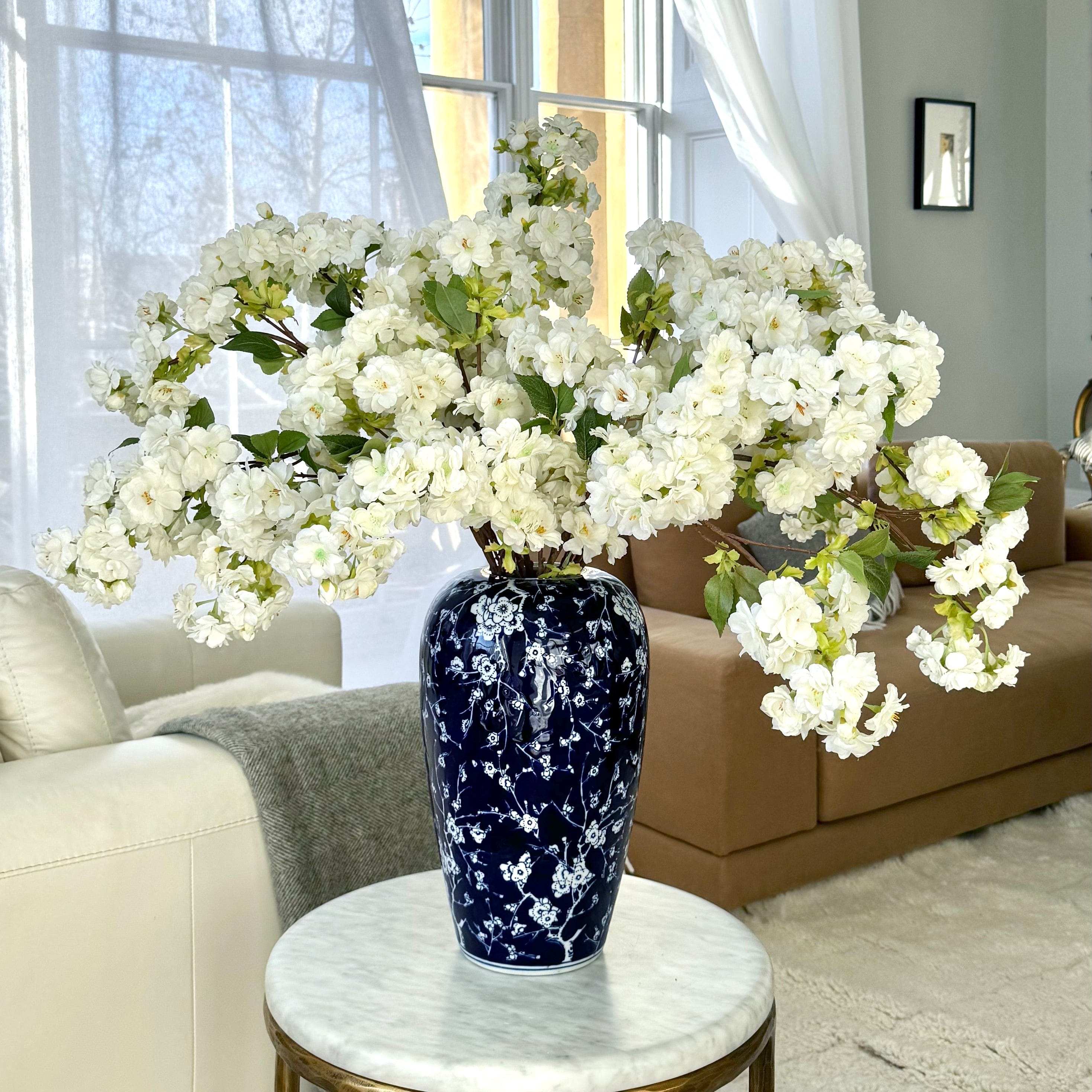 Artificial flowers luxury lifelike faux Artificial White Cherry Blossom realistic silk single stems buy online from The Faux Flower Company