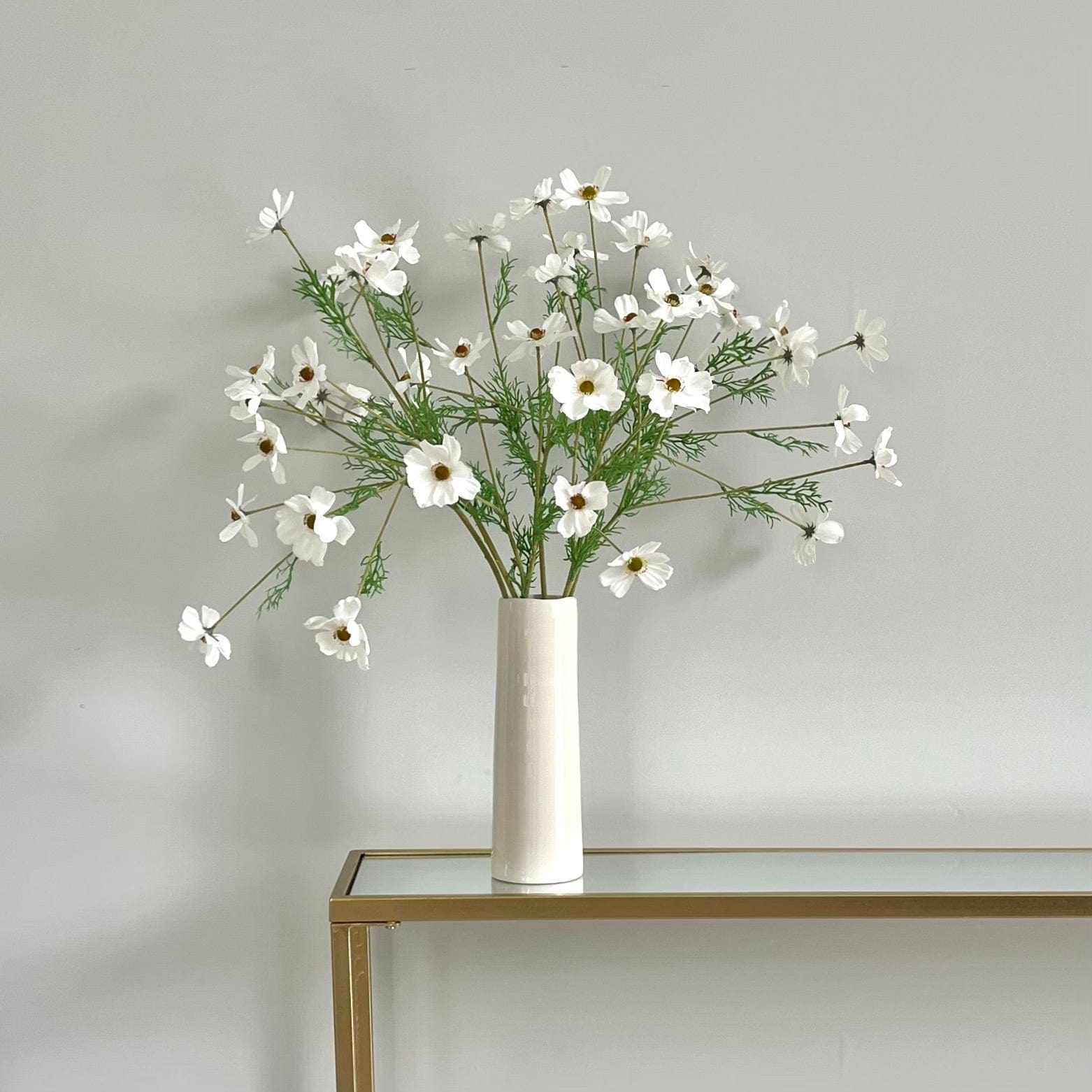 Artificial flowers luxury lifelike faux Artificial White Cosmos realistic silk single stems buy online from The Faux Flower Company