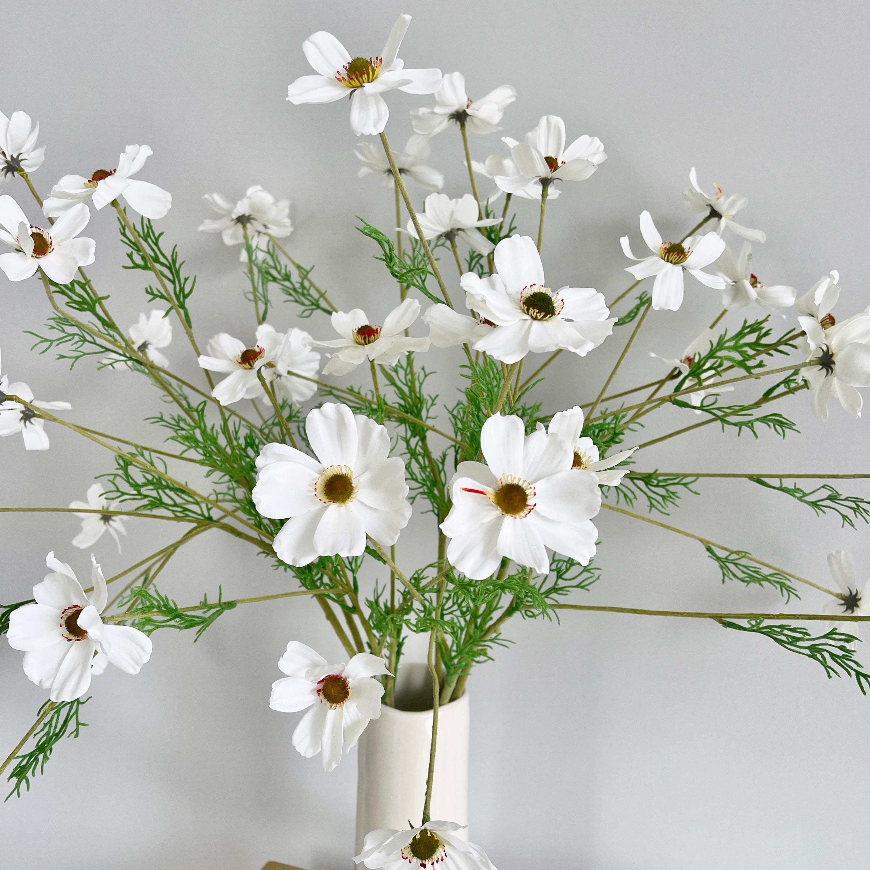 Artificial flowers luxury lifelike faux Artificial White Cosmos realistic silk single stems buy online from The Faux Flower Company