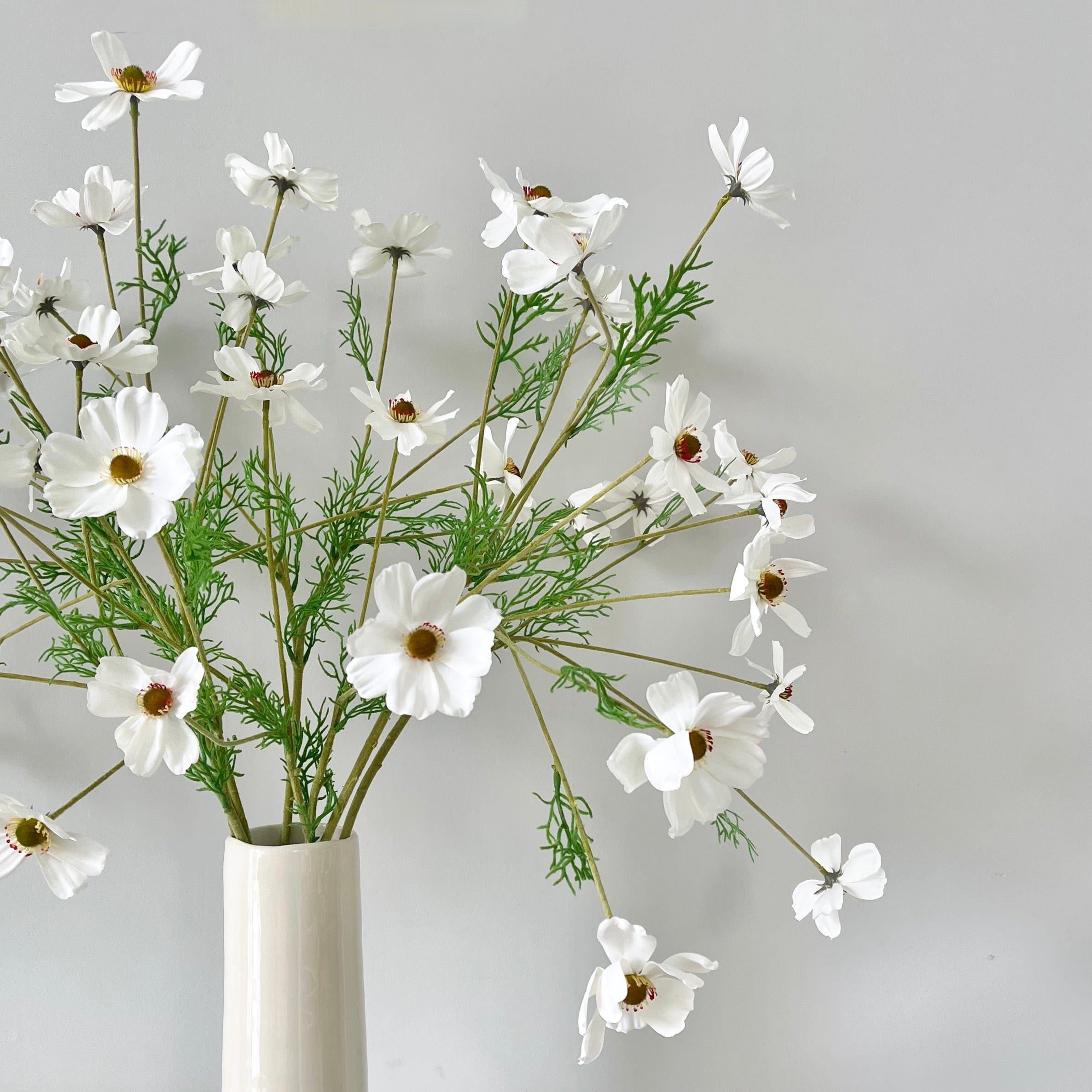 Artificial flowers luxury lifelike faux Artificial White Cosmos realistic silk single stems buy online from The Faux Flower Company