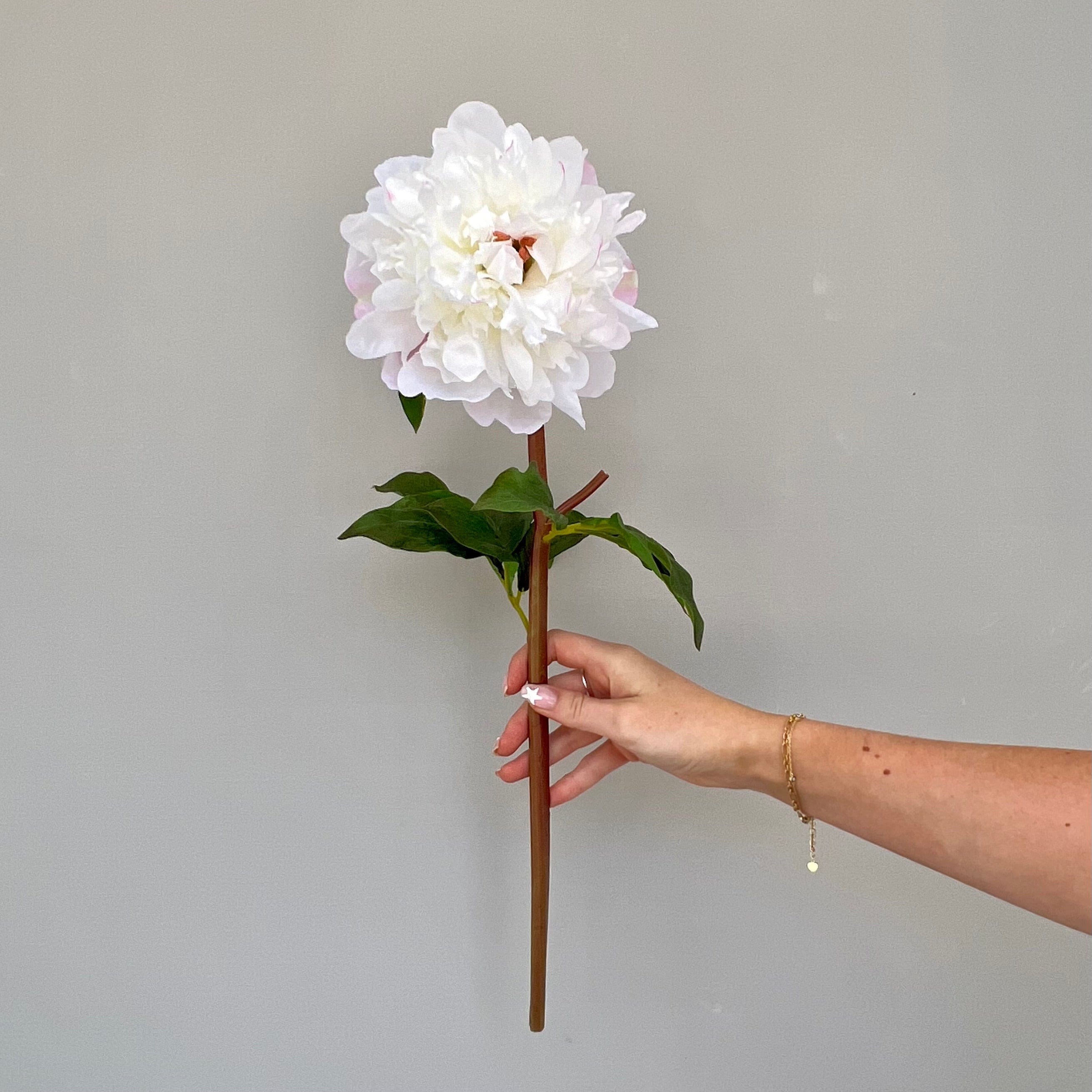 Artificial flowers luxury lifelike faux Artificial White Extra Large Peony realistic silk single stems buy online from The Faux Flower Company