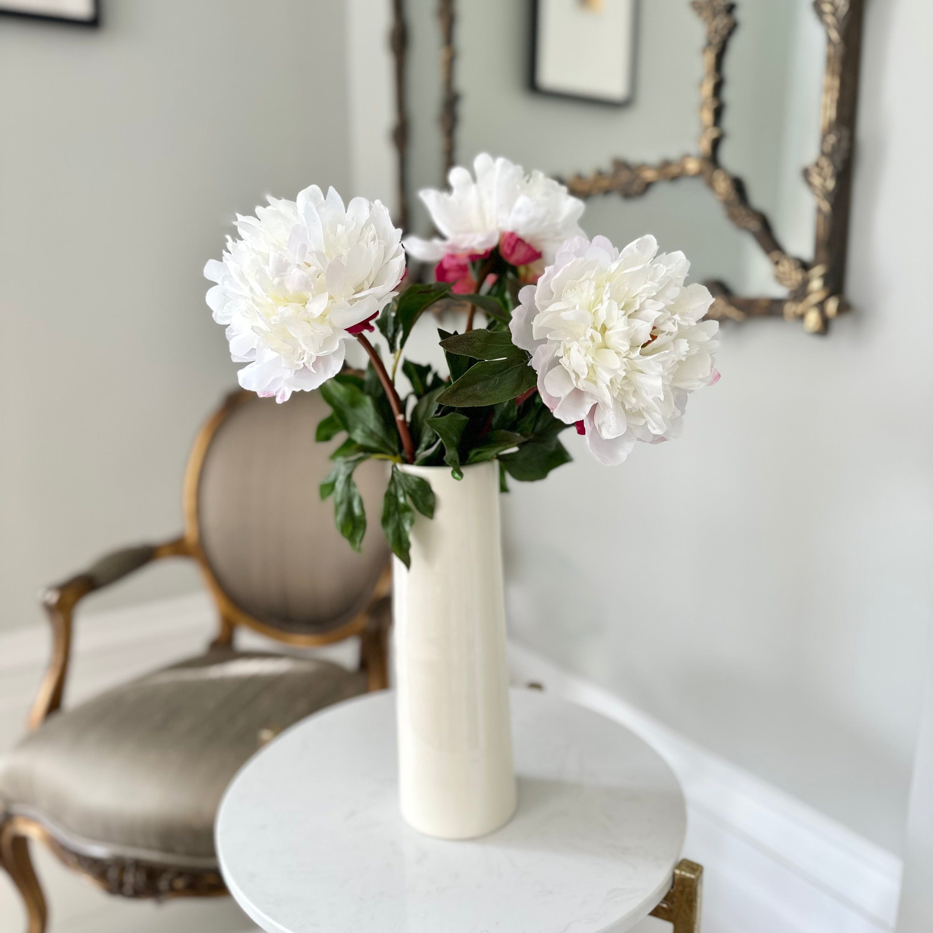 Artificial flowers luxury lifelike faux Artificial White Extra Large Peony realistic silk single stems buy online from The Faux Flower Company
