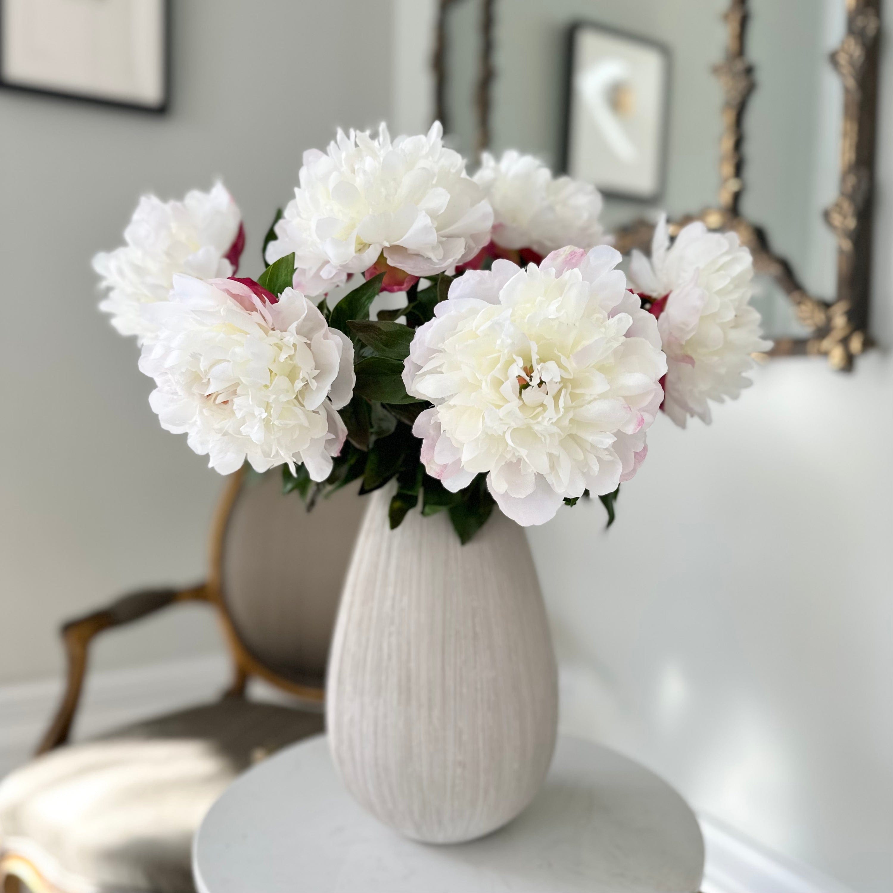 Artificial flowers luxury lifelike faux Artificial White Extra Large Peony realistic silk single stems buy online from The Faux Flower Company