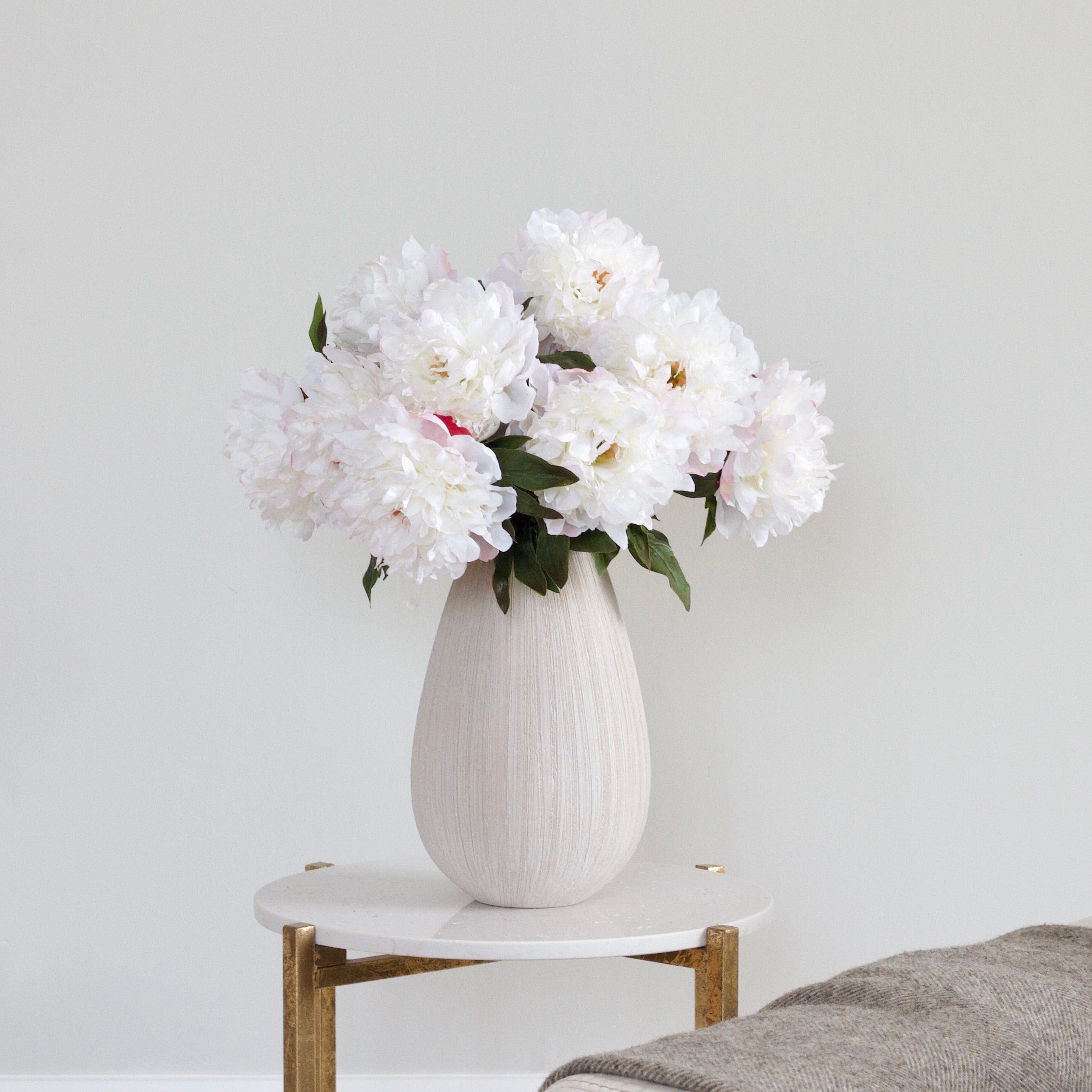 Artificial flowers luxury lifelike faux Artificial White Extra Large Peony realistic silk single stems buy online from The Faux Flower Company ABY4046WH