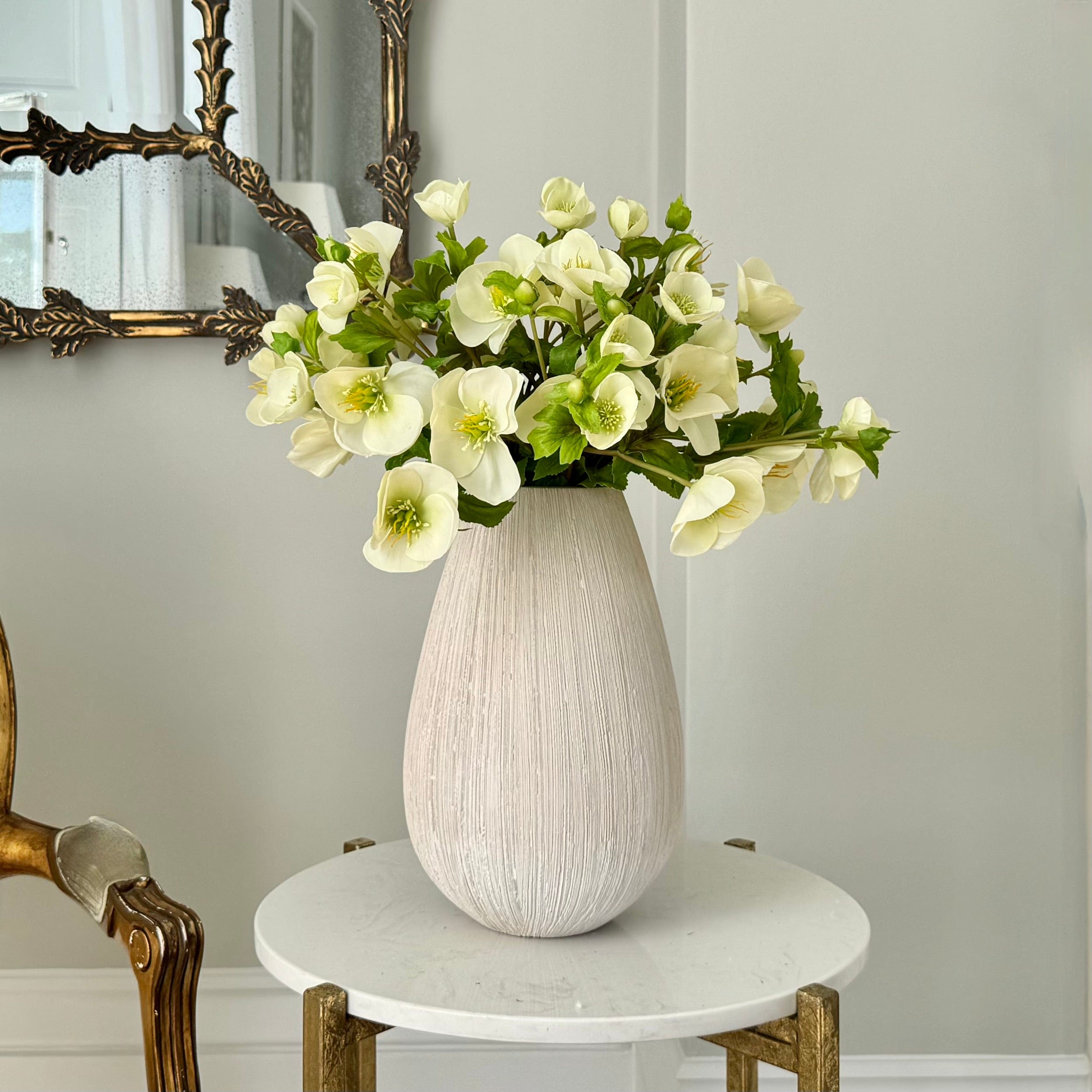 Artificial flowers luxury lifelike faux Artificial White & Green Hellebore realistic silk single stems buy online from The Faux Flower Company