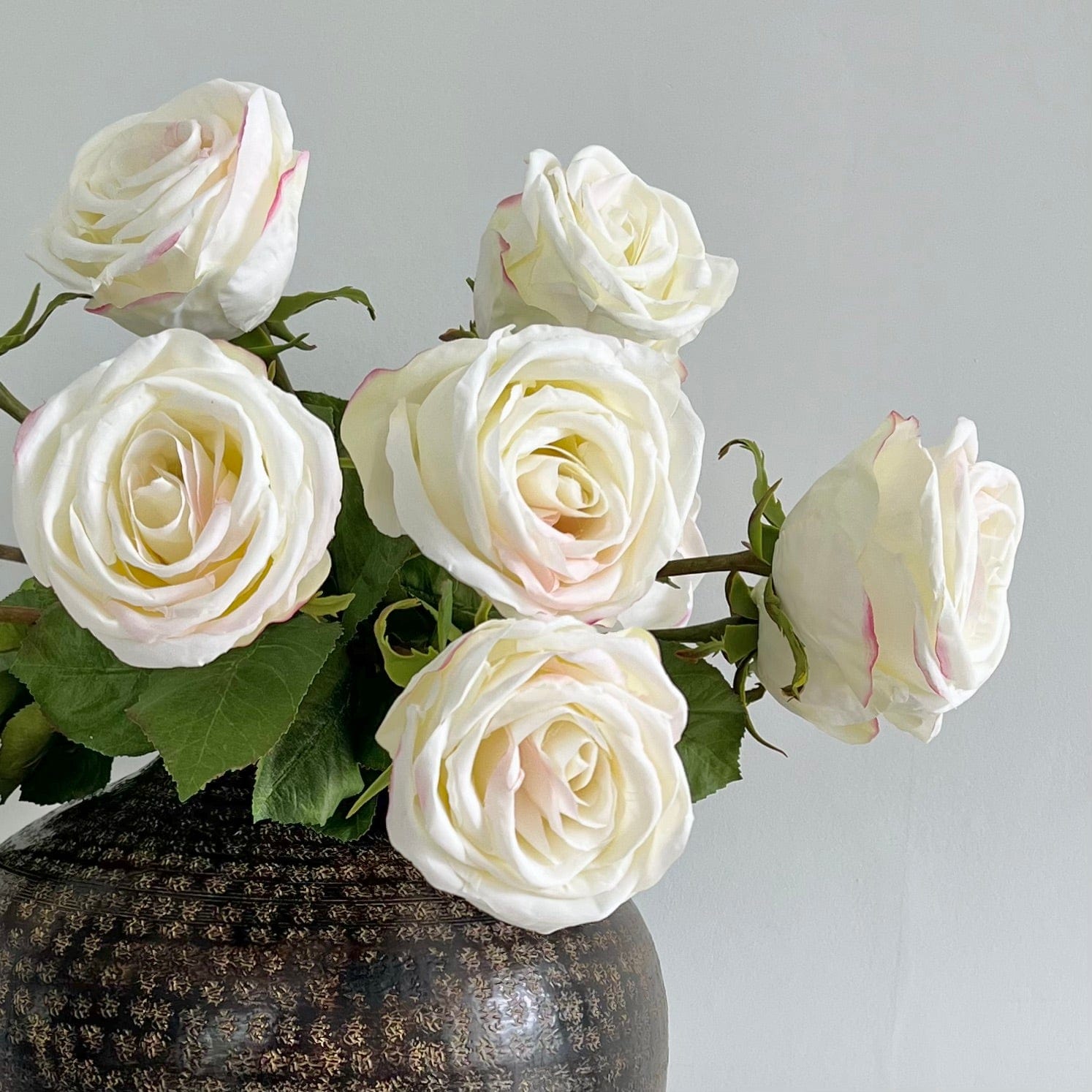 Artificial flowers luxury lifelike faux Artificial White Large Rose realistic silk single stems buy online from The Faux Flower Company