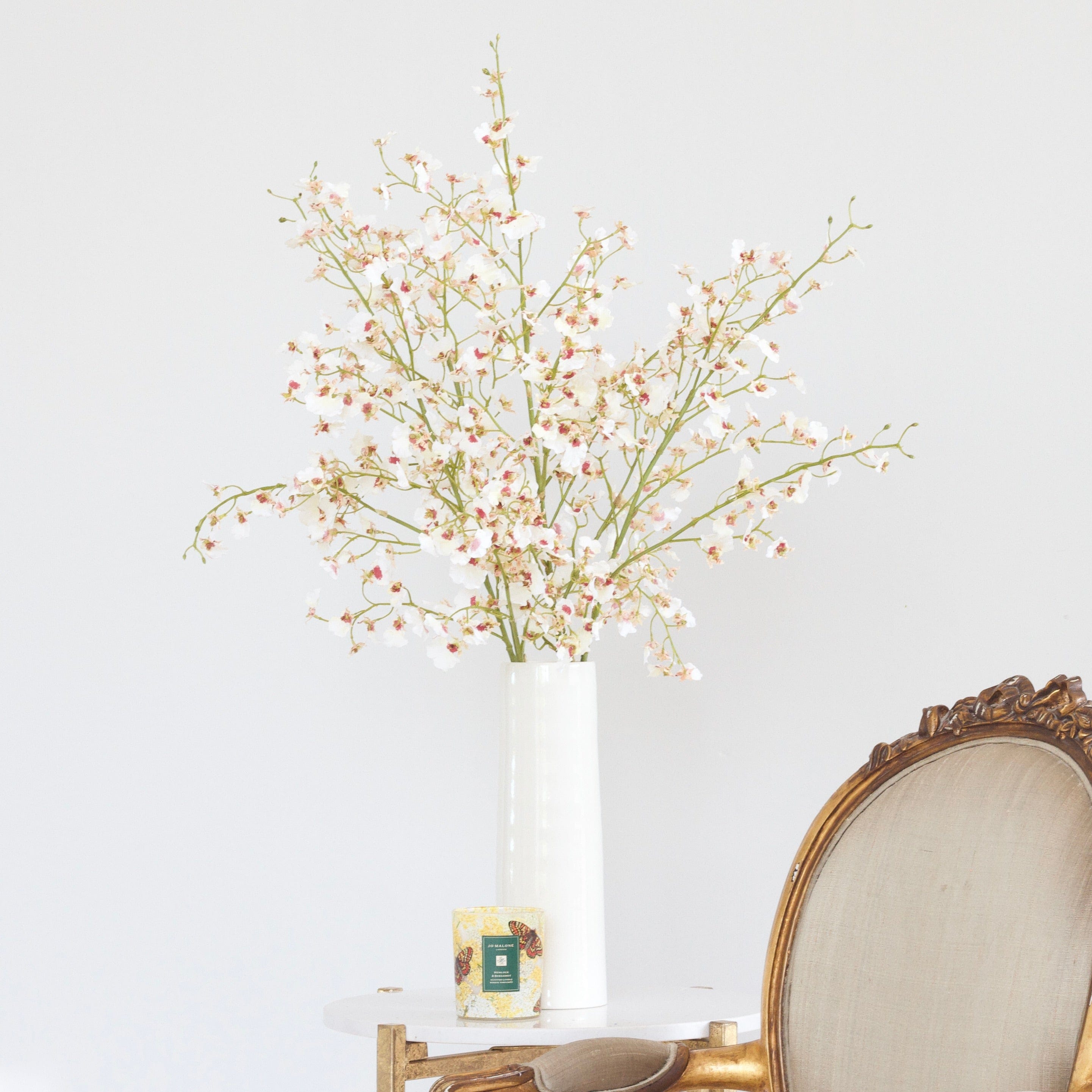 Artificial flowers luxury lifelike faux Artificial White Oncidium Orchid realistic silk single stems buy online from The Faux Flower Company