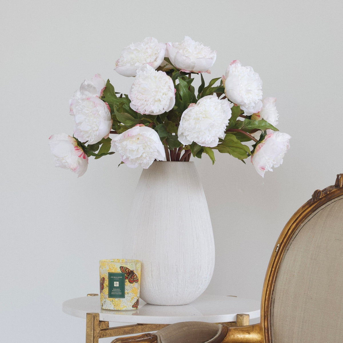 Realistic Artificial White Open Peony ABY4236WH by The Faux Flower Company