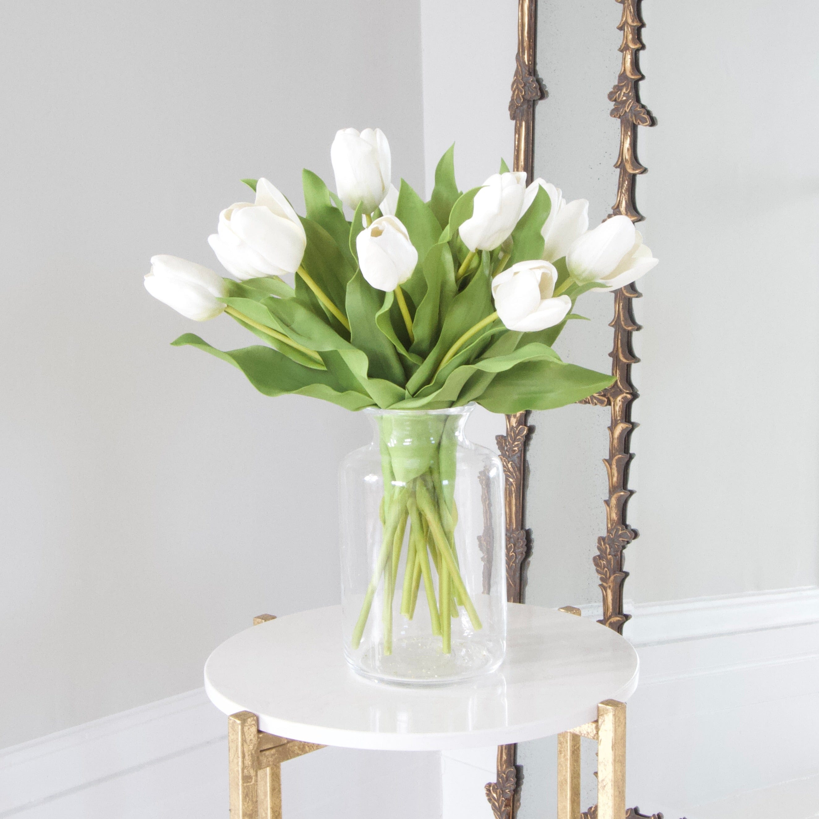 Artificial flowers luxury lifelike faux Artificial White Open Tulip realistic silk single stems buy online from The Faux Flower Company