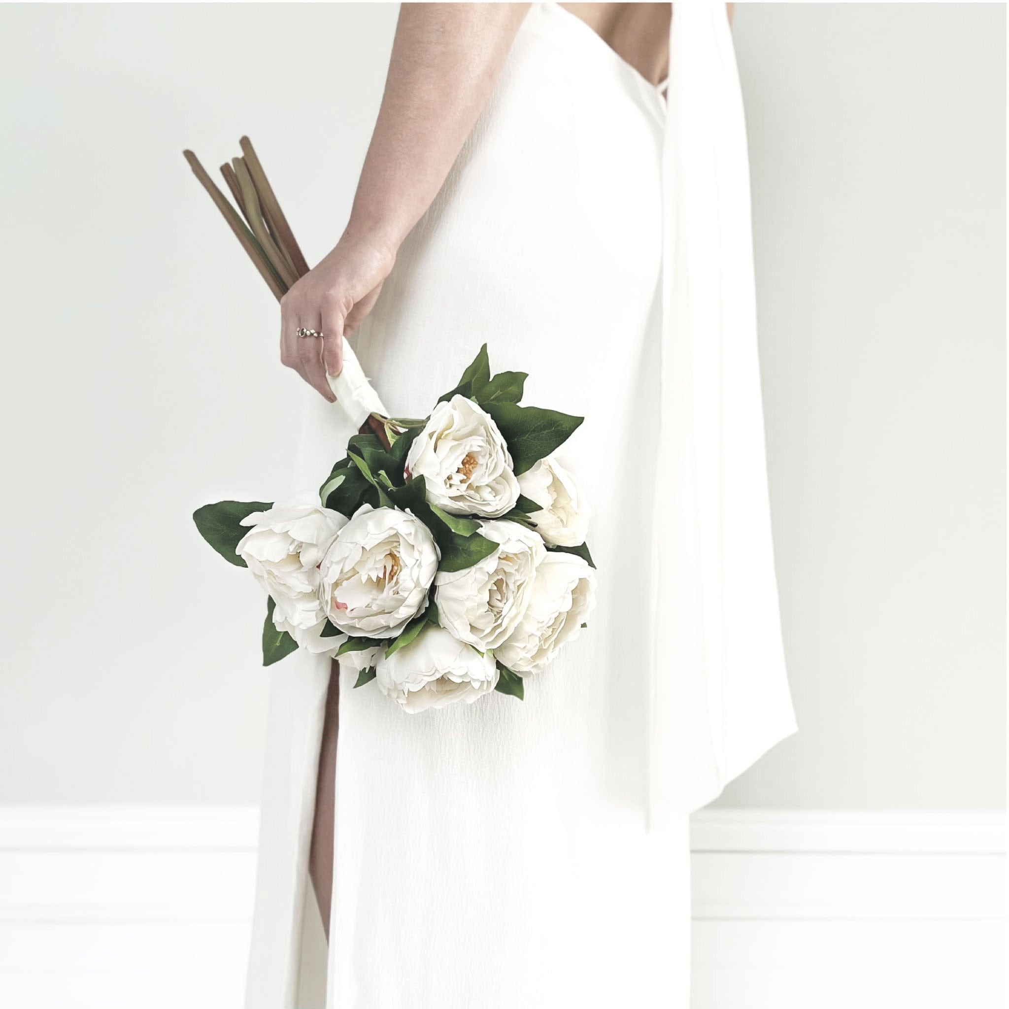 Artificial flowers luxury lifelike faux Artificial White Peony Wedding Arrangement realistic silk Bridal buy online from The Faux Flower Company