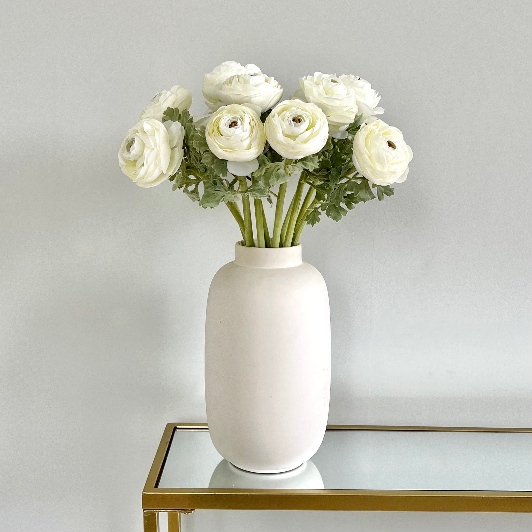 Artificial flowers luxury lifelike faux Artificial White Ranunculus realistic silk single stems buy online from The Faux Flower Company