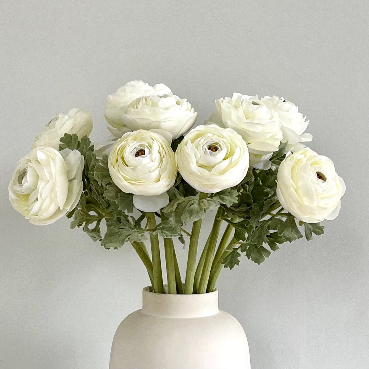 Artificial flowers luxury lifelike faux Artificial White Ranunculus realistic silk single stems buy online from The Faux Flower Company