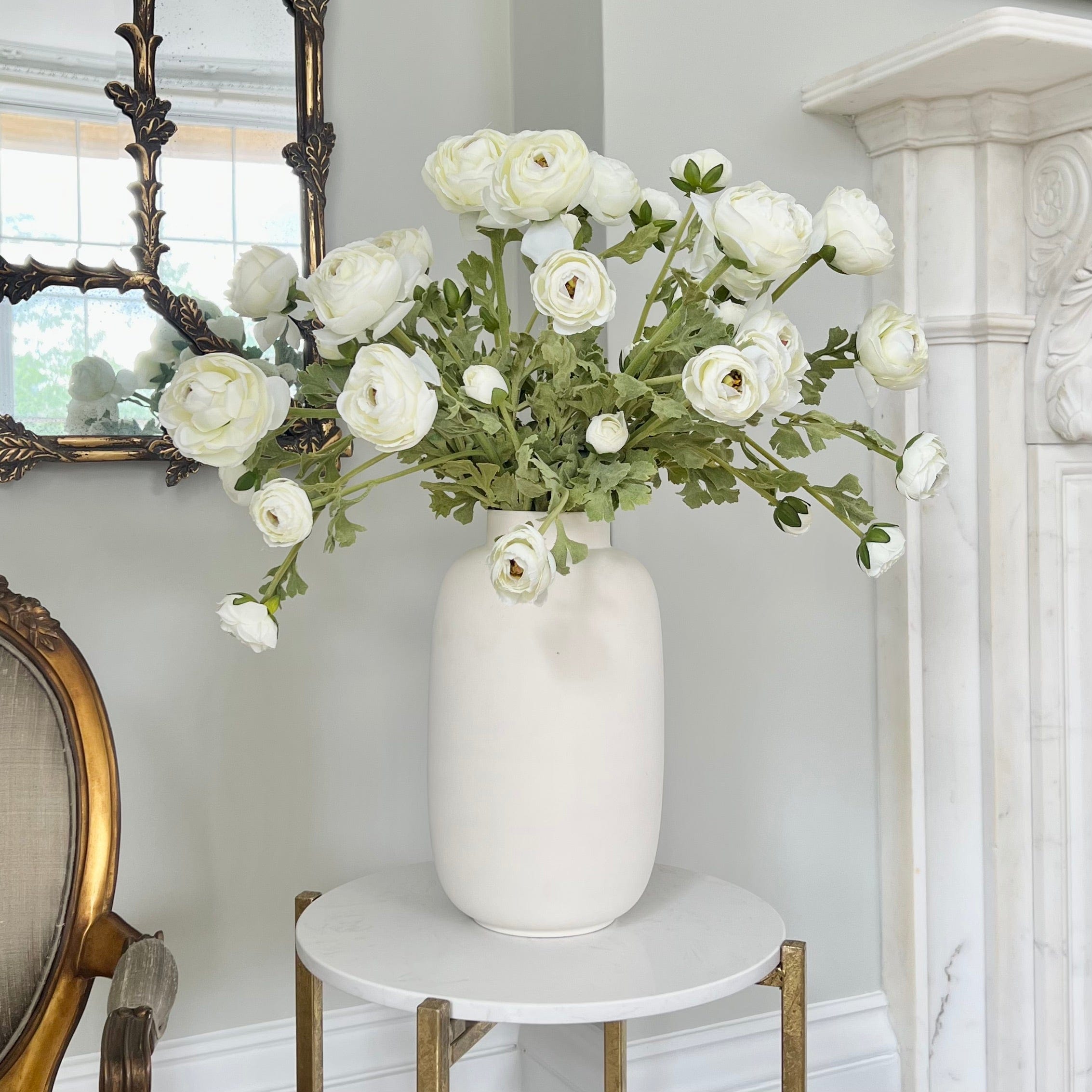 Artificial flowers luxury lifelike faux Artificial White Ranunculus Spray realistic silk single stems buy online from The Faux Flower Company