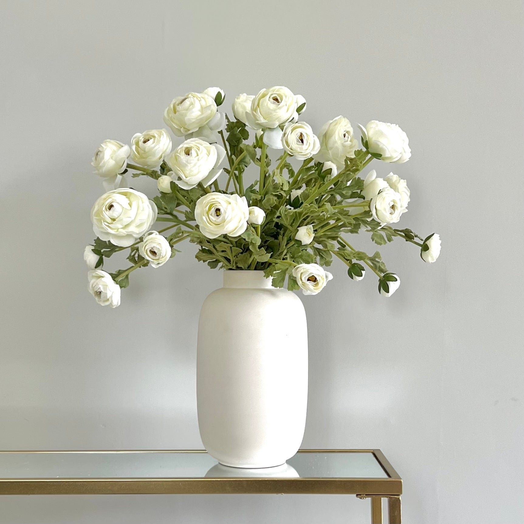 Artificial flowers luxury lifelike faux Artificial White Ranunculus Spray realistic silk single stems buy online from The Faux Flower Company