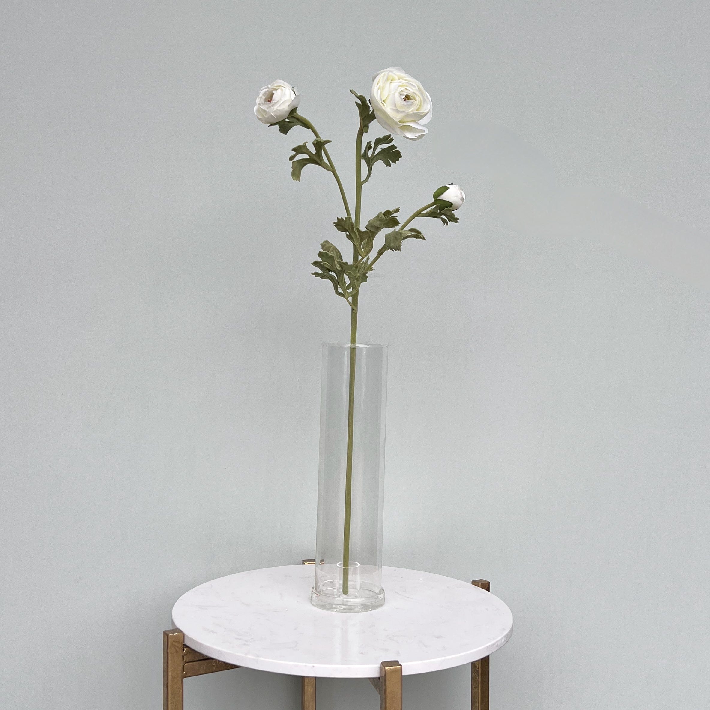 Artificial flowers luxury lifelike faux Artificial White Ranunculus Spray realistic silk single stems buy online from The Faux Flower Company ABX8534WH