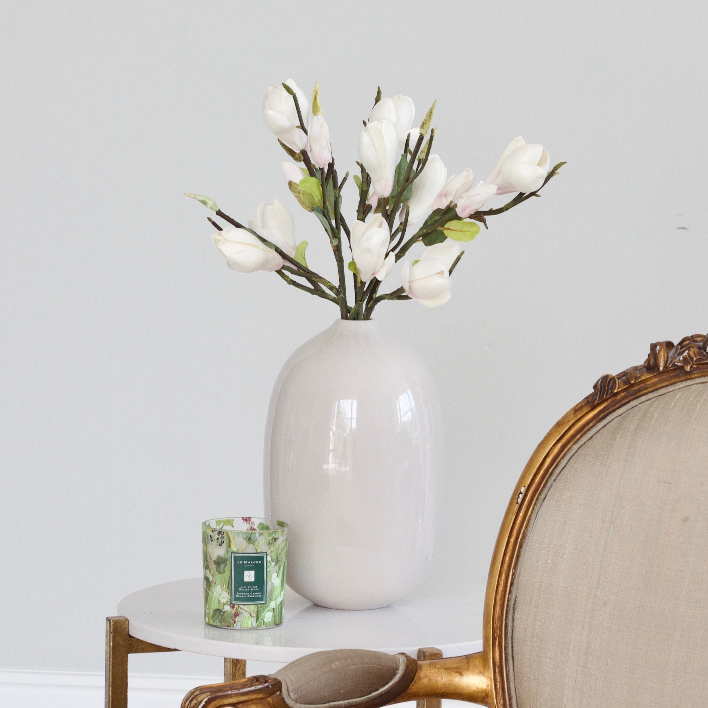 Artificial flowers luxury lifelike faux Artificial White Short Magnolia realistic silk single stems buy online from The Faux Flower Company