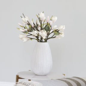 Realistic Artificial White Short Magnolia ABY7108WH by The Faux Flower Company