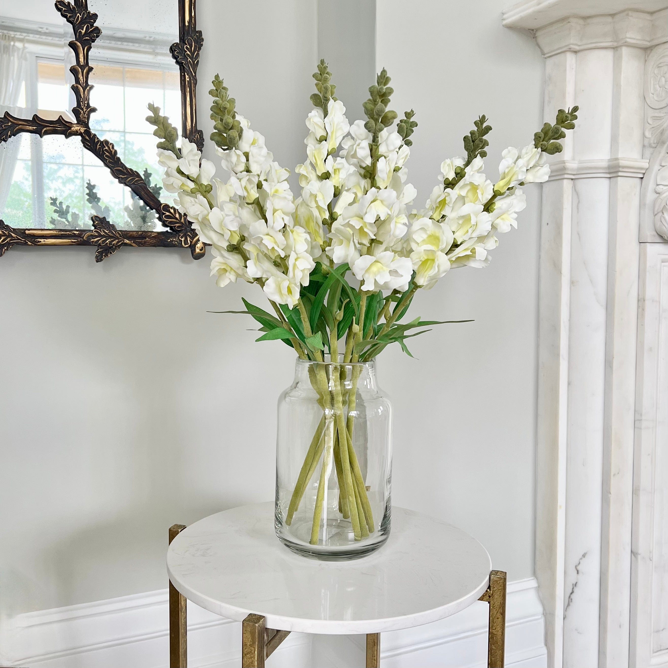 Artificial flowers luxury lifelike faux Artificial White Snapdragon realistic silk single stems buy online from The Faux Flower Company