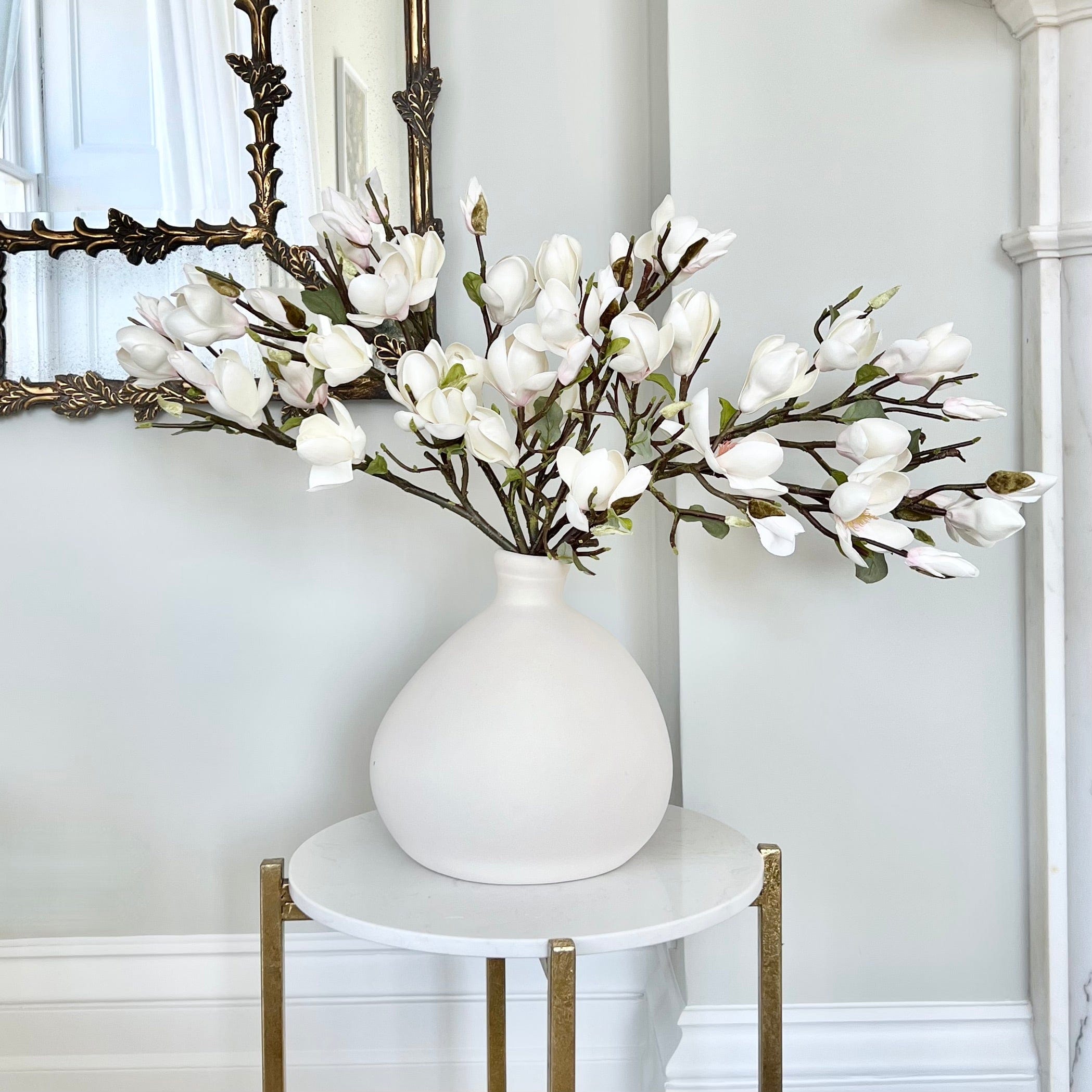 Artificial flowers luxury lifelike faux Artificial White Tall Magnolia realistic silk single stems buy online from The Faux Flower Company