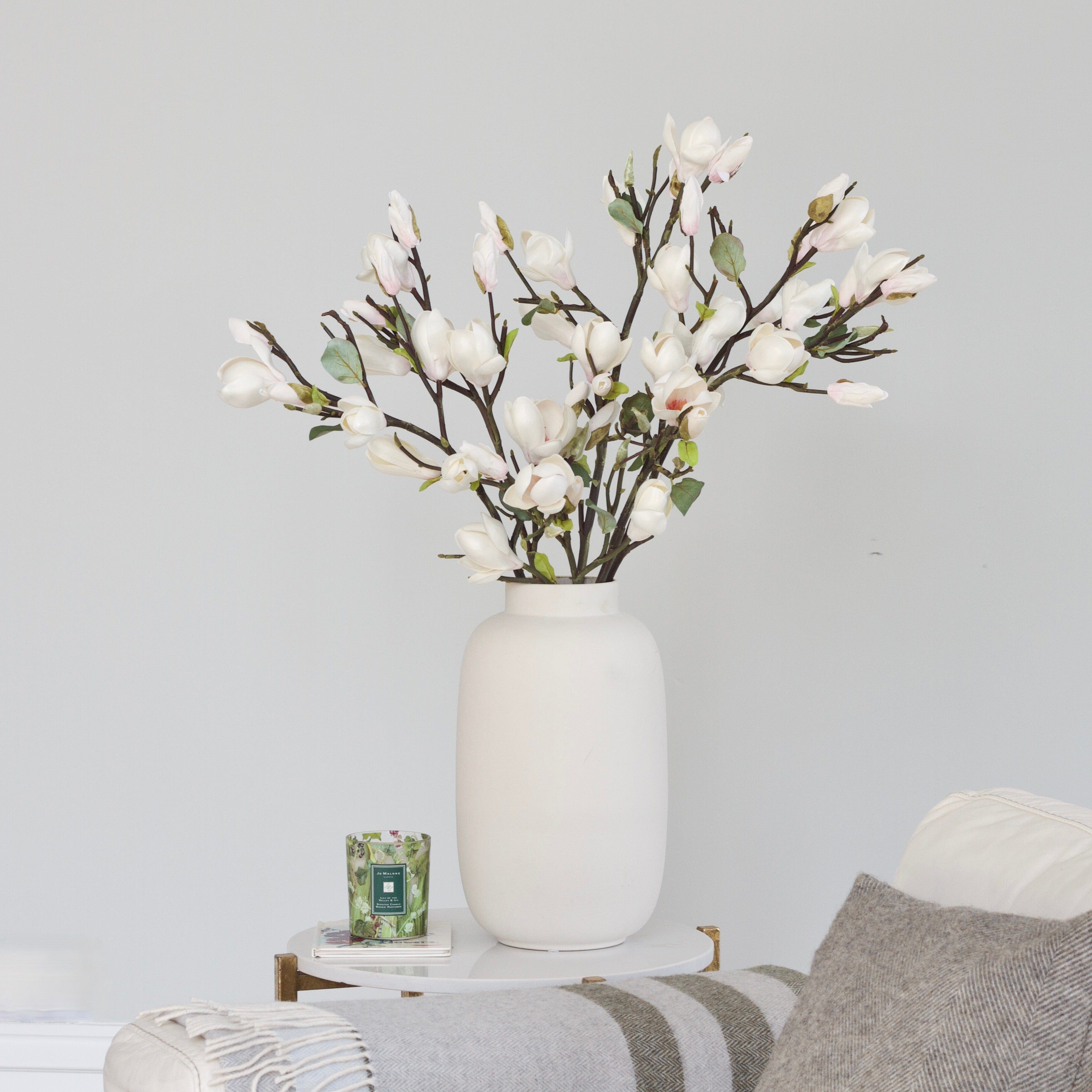 Artificial flowers luxury lifelike faux Artificial White Tall Magnolia realistic silk single stems buy online from The Faux Flower Company