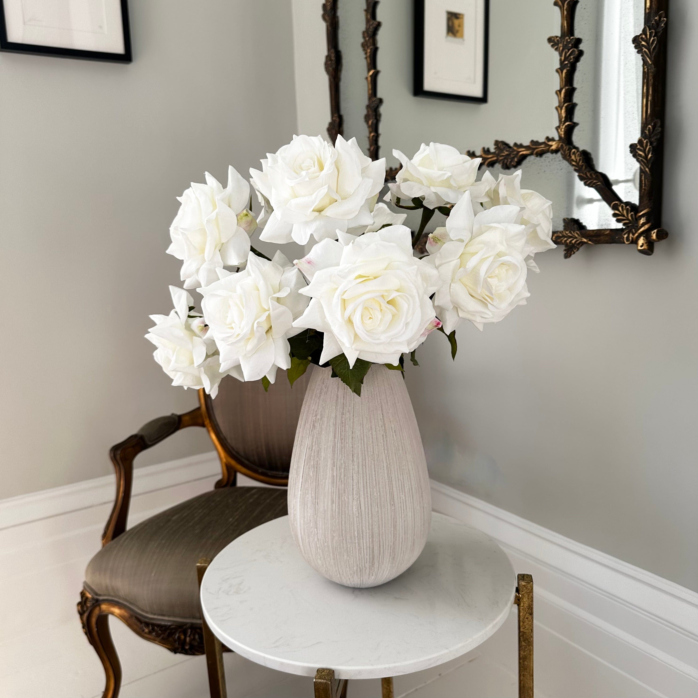 Artificial flowers luxury lifelike faux Artificial White Tea Rose realistic silk single stems buy online from The Faux Flower Company