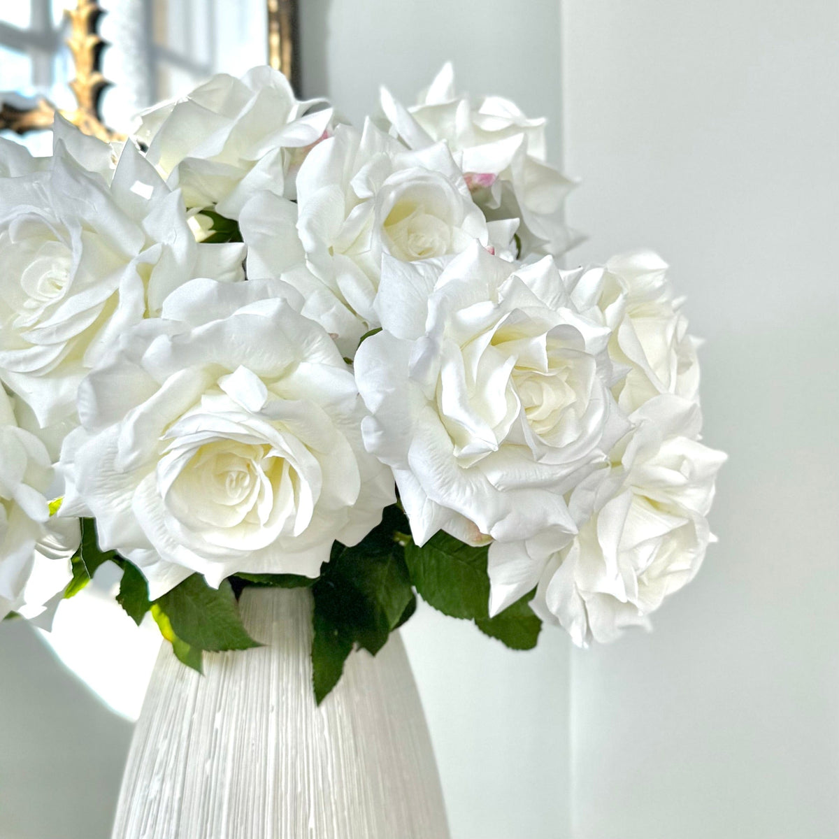Realistic Artificial White Tea Rose ABY5155WH by The Faux Flower Company