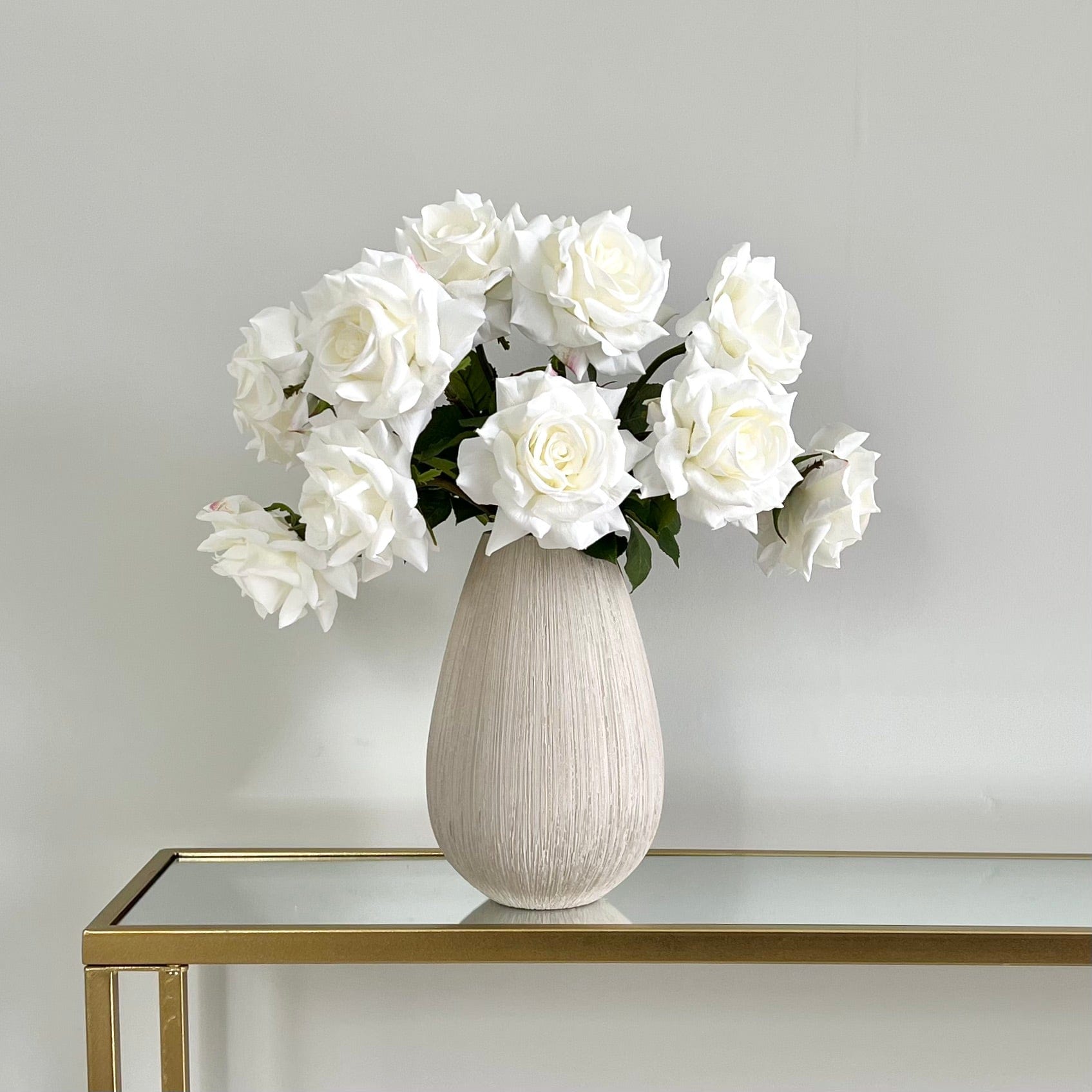 Artificial flowers luxury lifelike faux Artificial White Tea Rose realistic silk single stems buy online from The Faux Flower Company