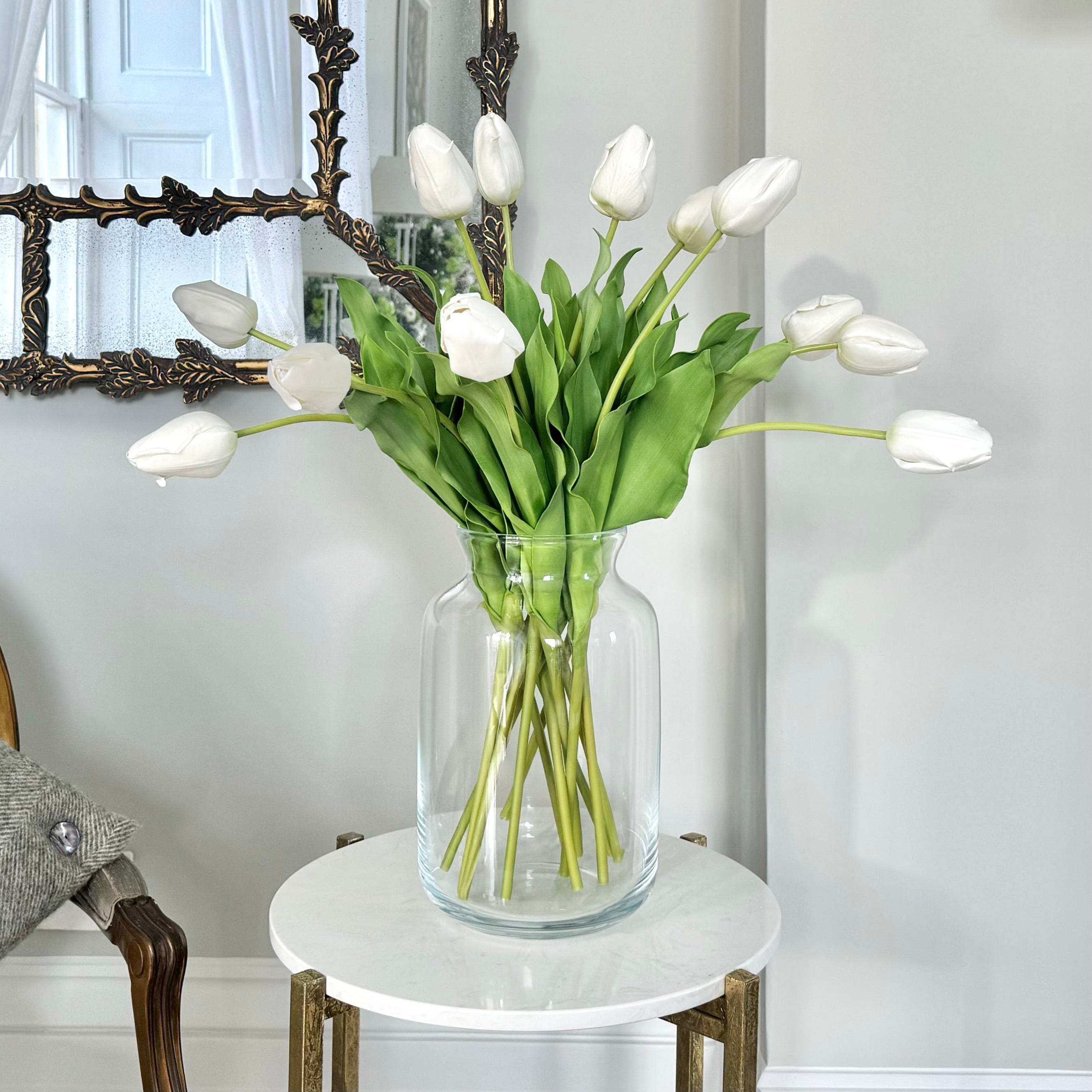 Artificial flowers luxury lifelike faux Artificial White Tulip realistic silk single stems buy online from The Faux Flower Company