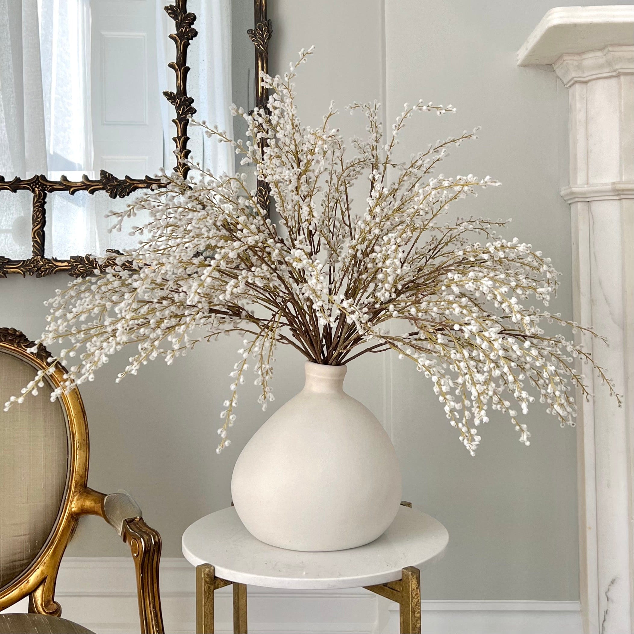 Artificial flowers luxury lifelike faux Artificial White Willow Spray realistic silk single stems buy online from The Faux Flower Company