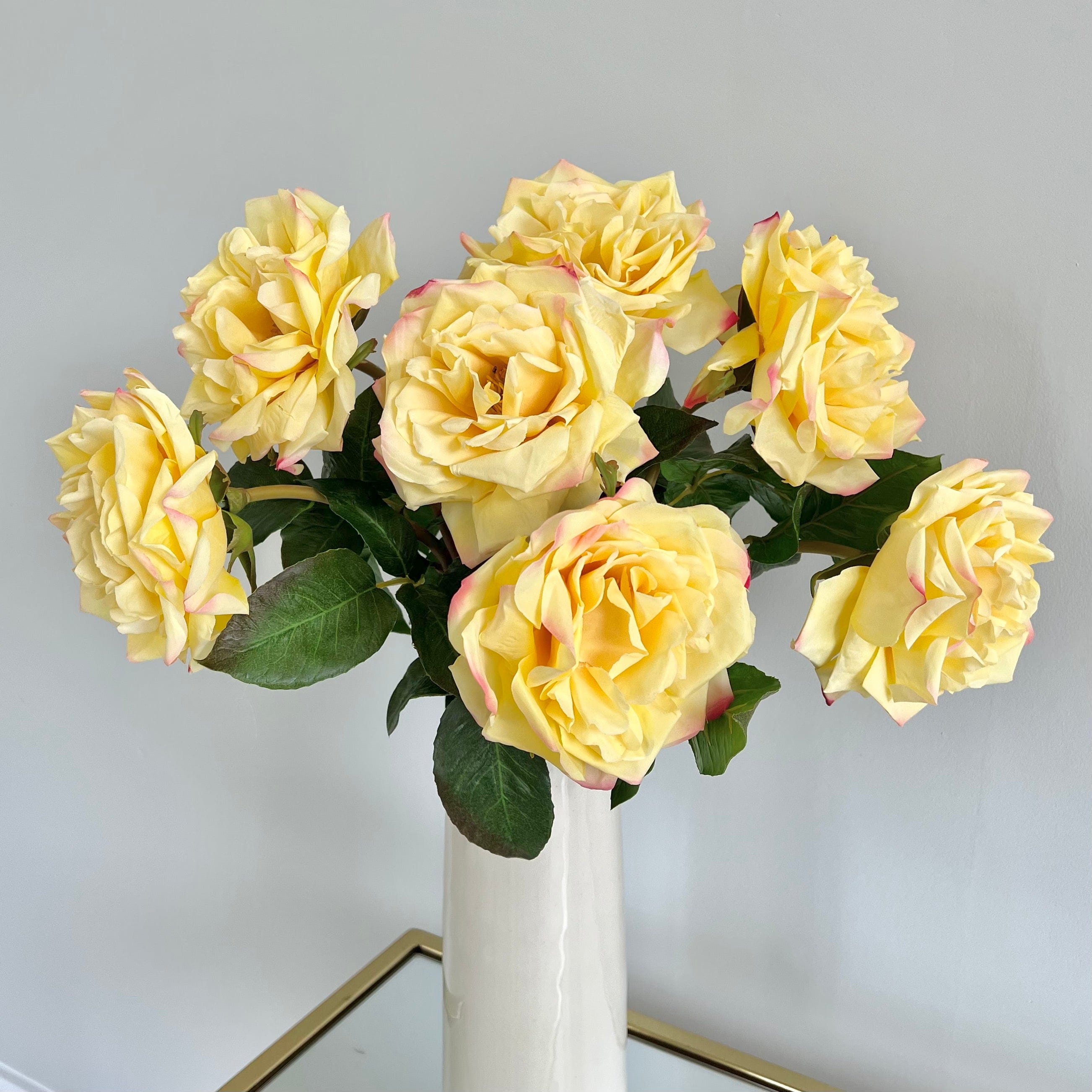 Artificial flowers luxury lifelike faux Artificial Yellow Garden Rose realistic silk single stems buy online from The Faux Flower Company