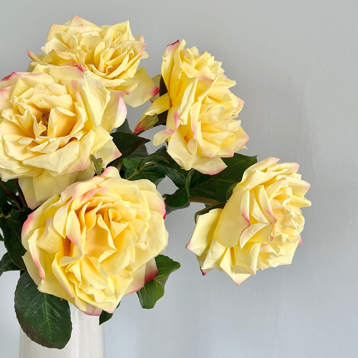 Realistic Artificial Yellow Garden Rose ABY3108YL by The Faux Flower Company