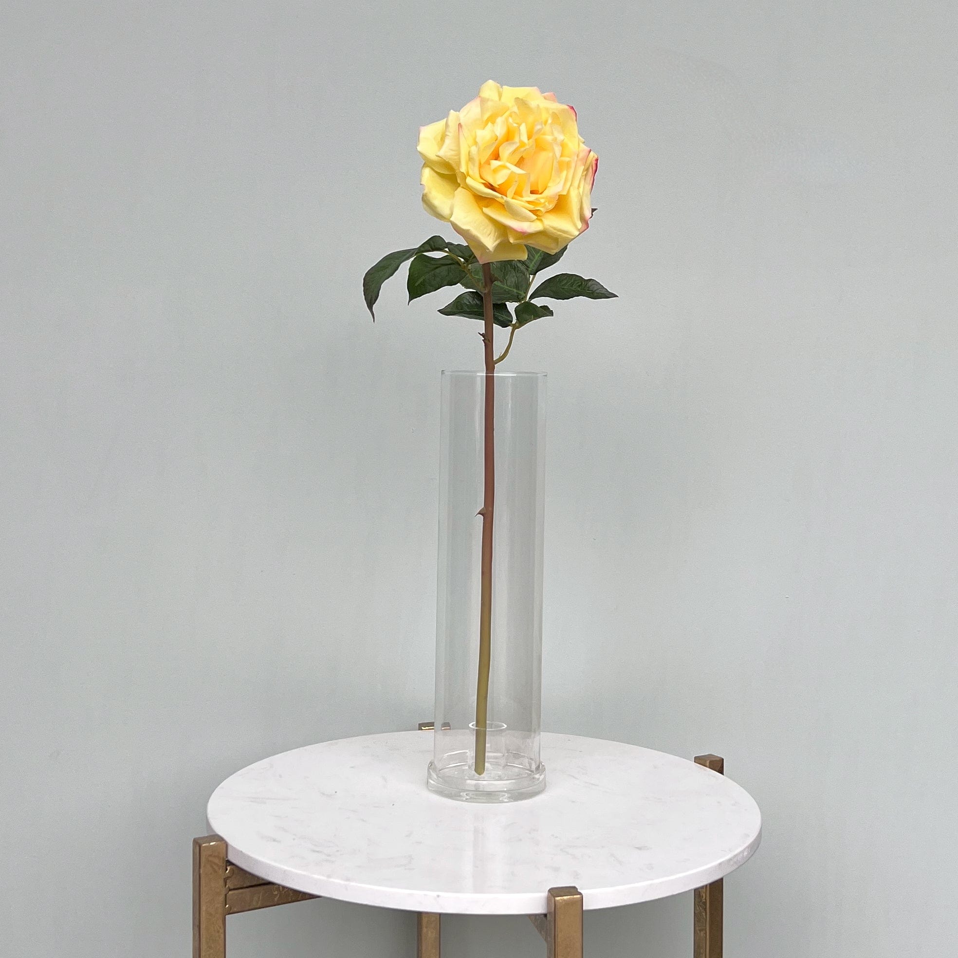 Artificial flowers luxury lifelike faux Artificial Yellow Garden Rose realistic silk single stems buy online from The Faux Flower Company ABY3108YL