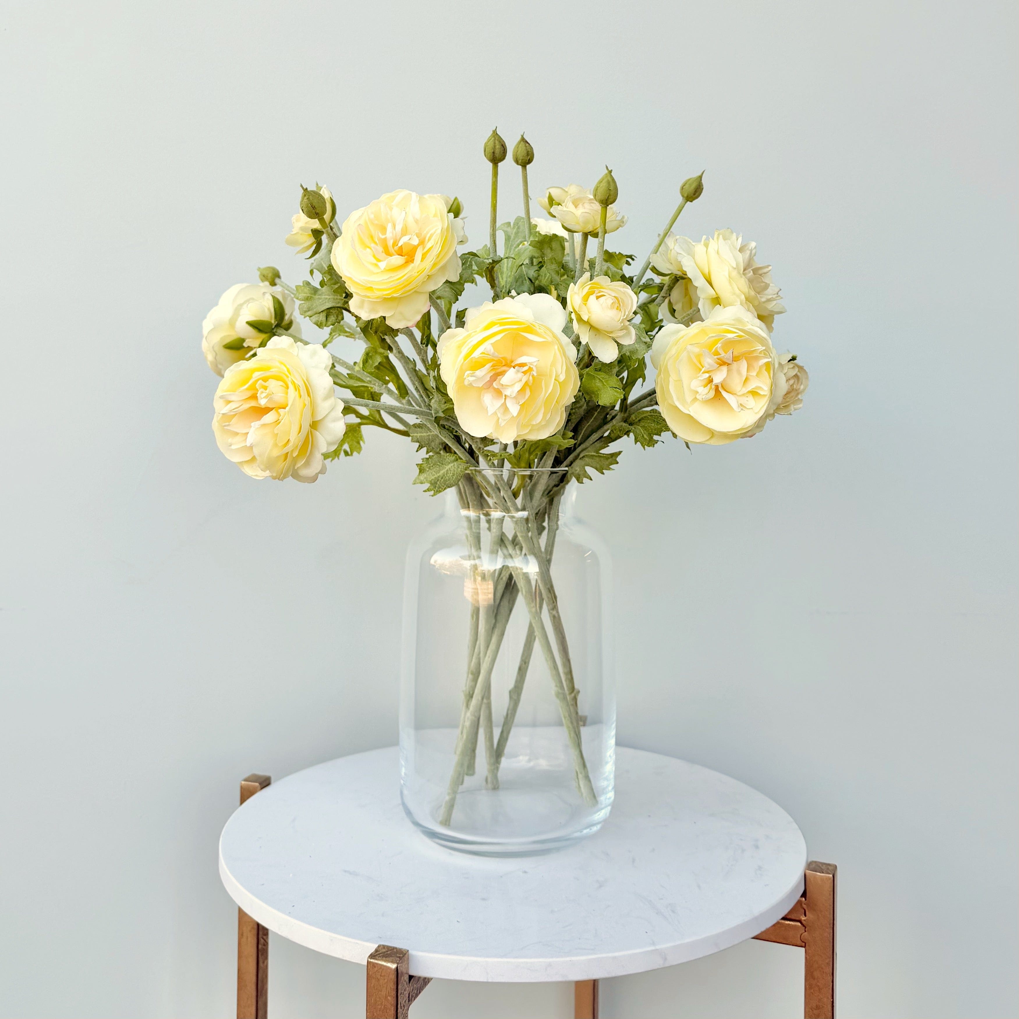 Artificial flowers luxury lifelike faux Artificial Yellow Ranunculus realistic silk single stems buy online from The Faux Flower Company ABY3172YL