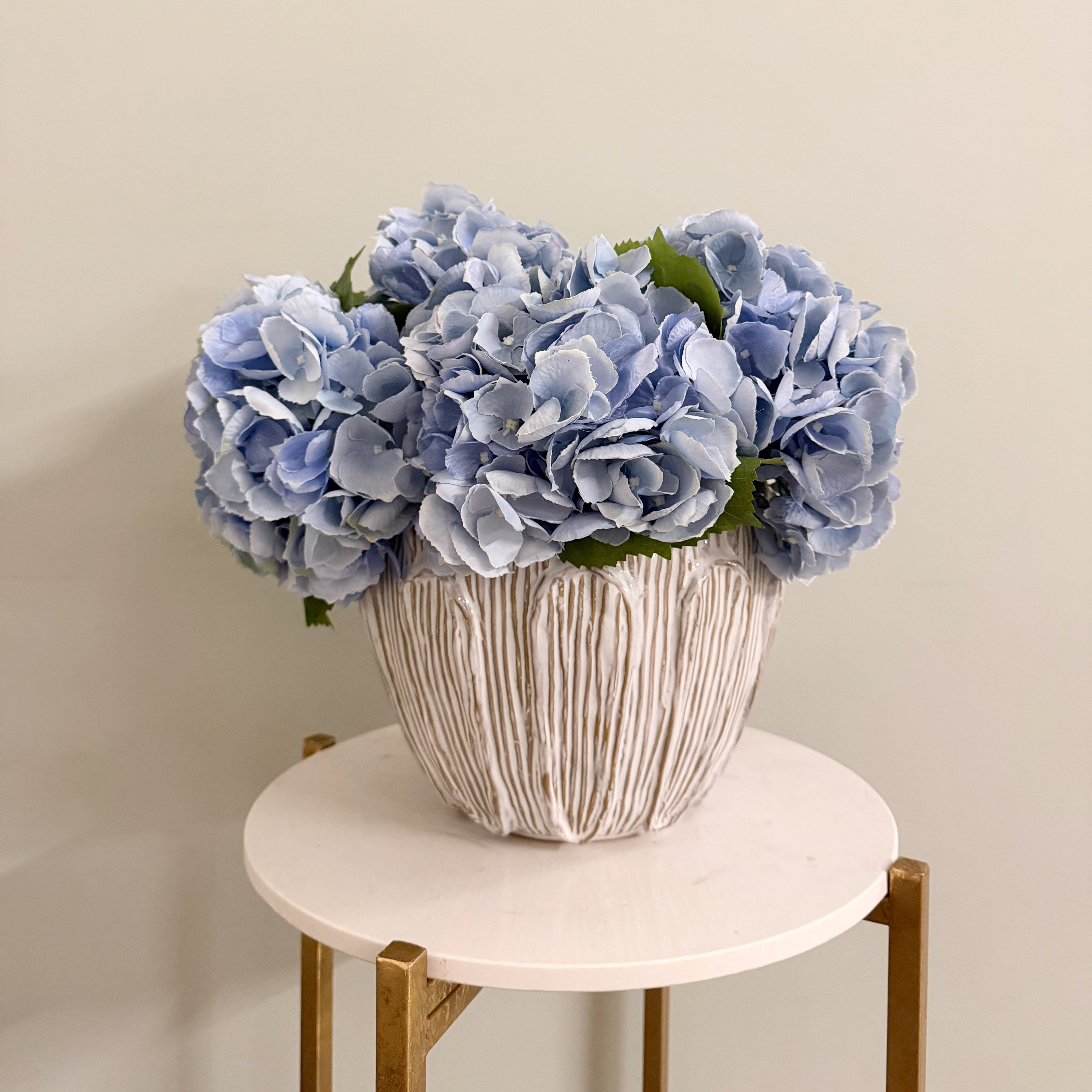 Artificial flowers luxury lifelike faux Beige Petal Ceramic Pot realistic silk buy online from The Faux Flower Company AHCH-0930