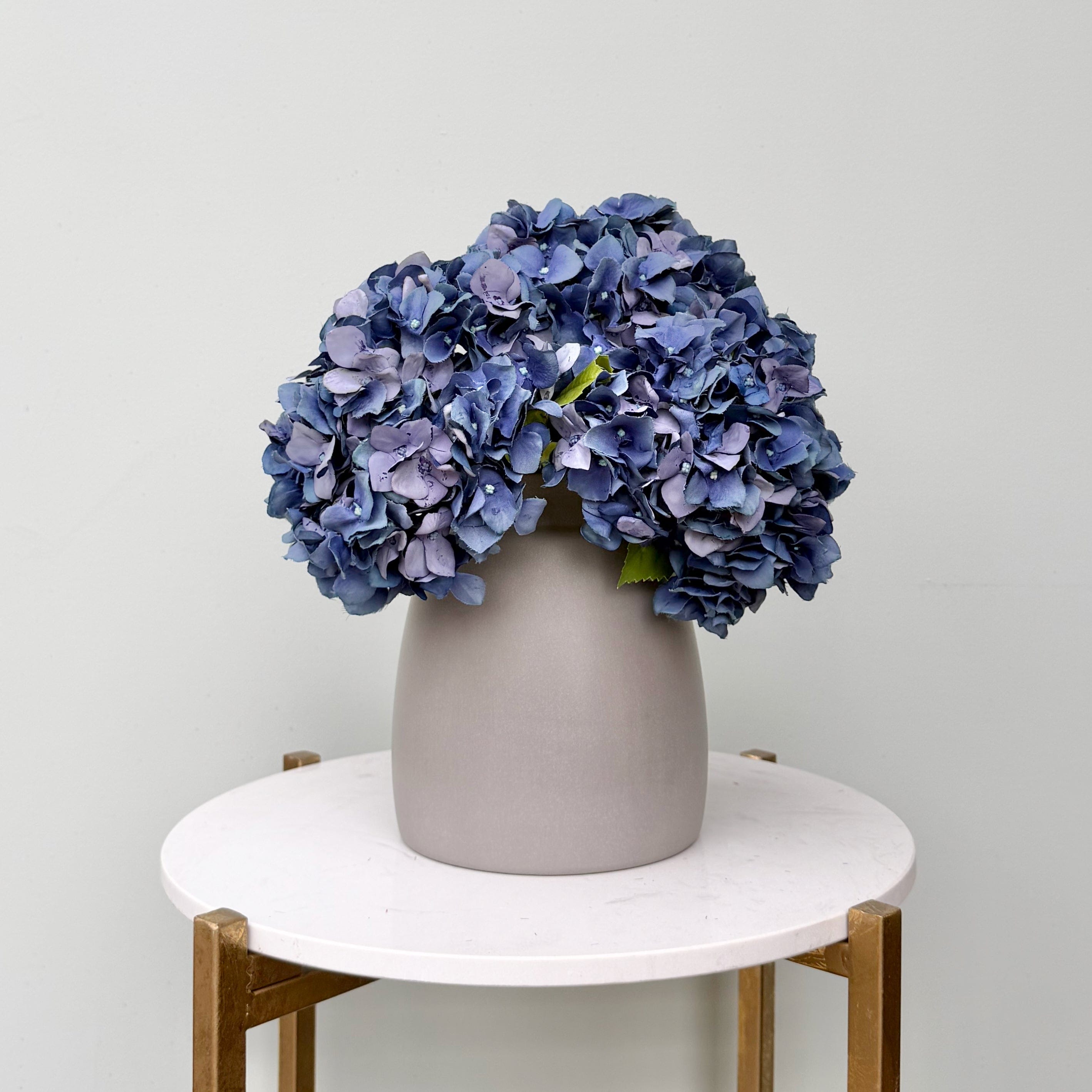 Artificial flowers luxury lifelike faux Blue Dried Artificial Hydrangea & Kemble Vase Set realistic silk Bundle buy online from The Faux Flower Company ABY5070BL-3 + ABP1766