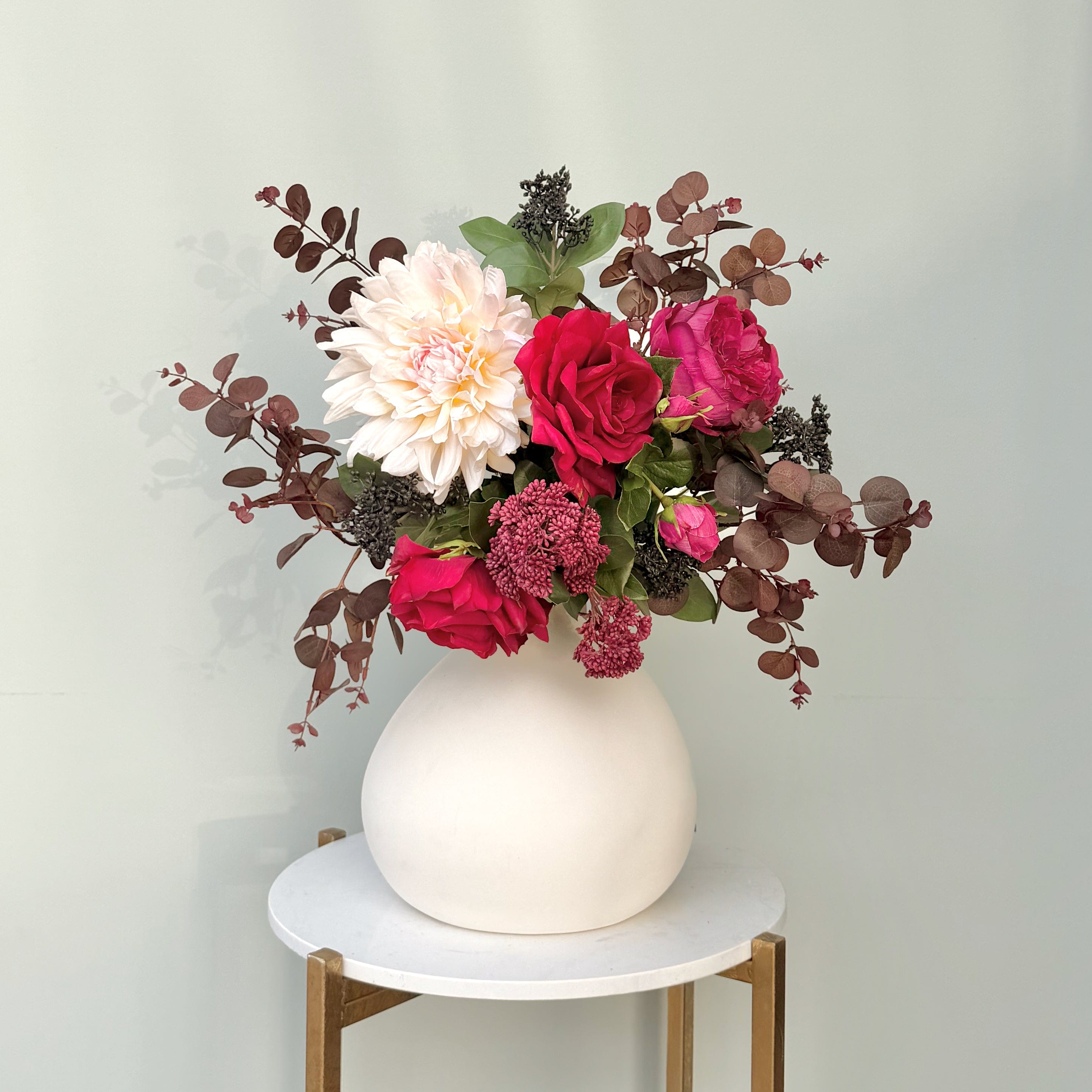 Artificial flowers luxury lifelike faux Born In January; Artificial Garnet Flower Bouquet & Vase Set realistic silk Bundle buy online from The Faux Flower Company JANUARY BQ + ABP1747