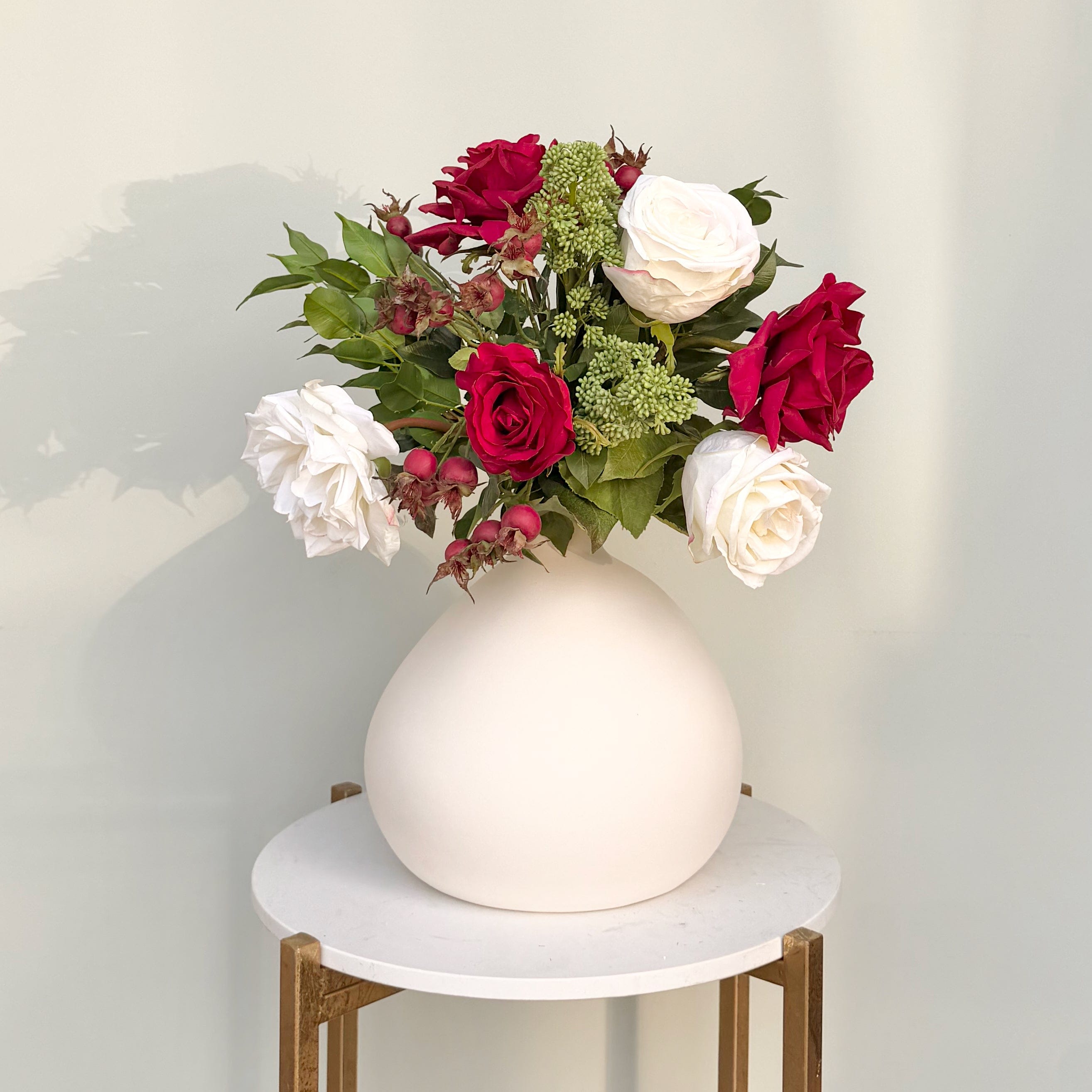 Artificial flowers luxury lifelike faux Born in July; Artificial Ruby Flower Bouquet & Vase Set realistic silk buy online from The Faux Flower Company JULY BQ + ABP1747