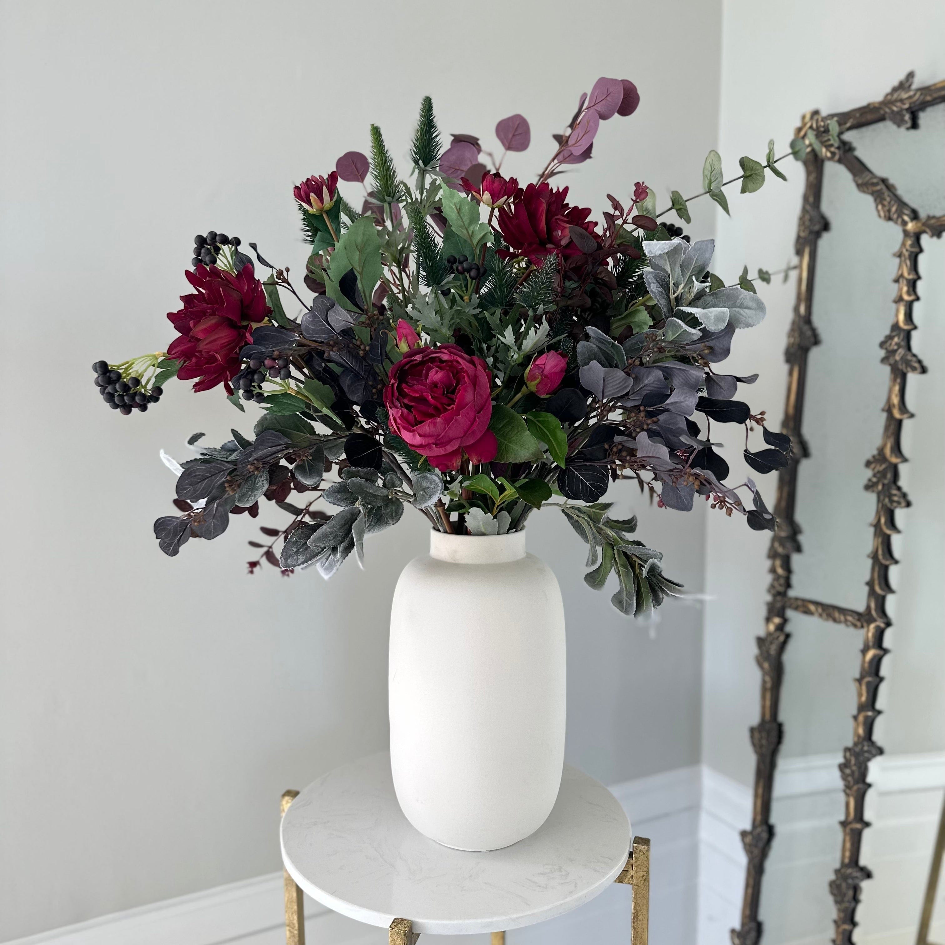 Artificial flowers luxury lifelike faux Burgundy Beauty Artificial Flower Bouquet realistic silk bouquet buy online from The Faux Flower Company