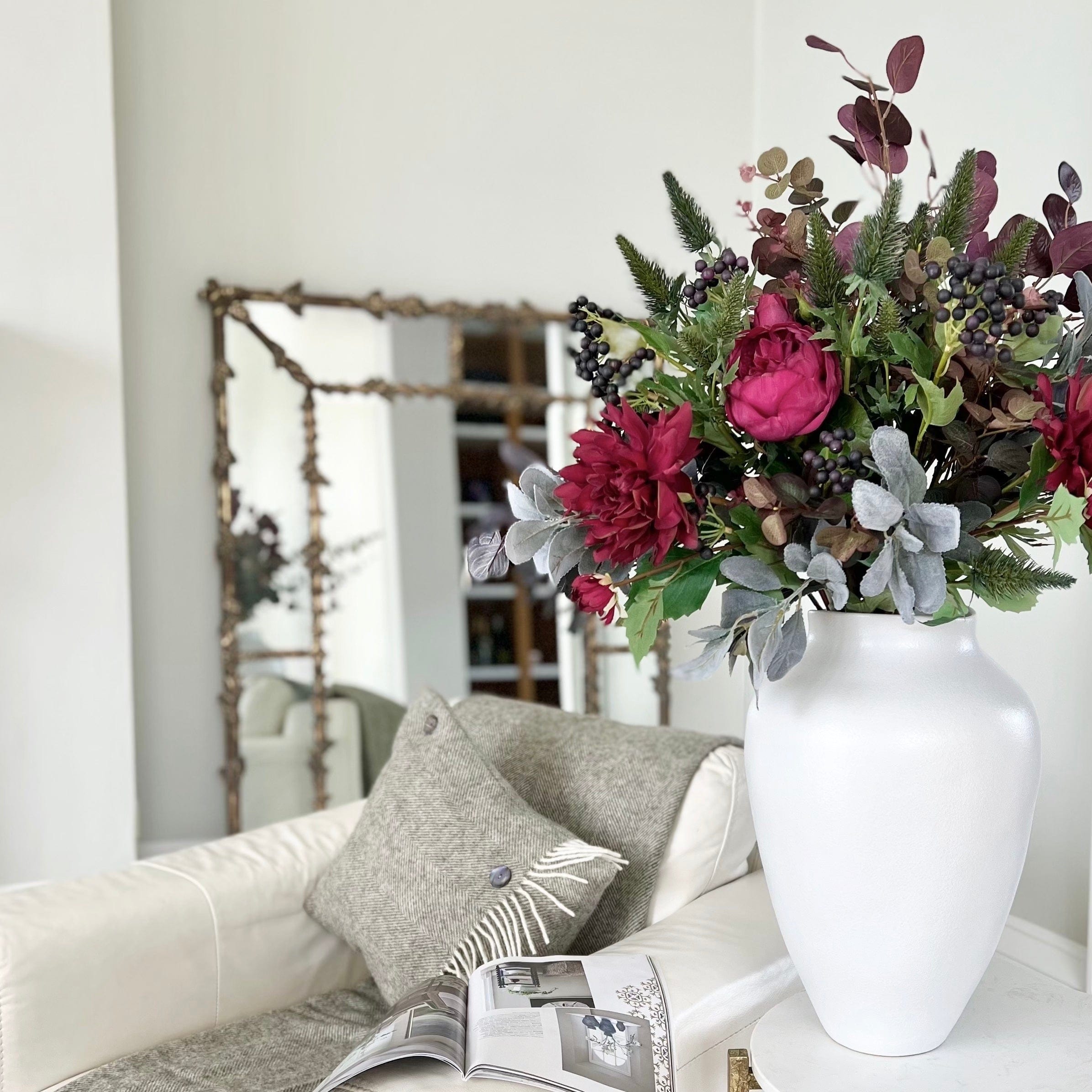 Artificial flowers luxury lifelike faux Burgundy Beauty Artificial Flower Bouquet realistic silk bouquet buy online from The Faux Flower Company