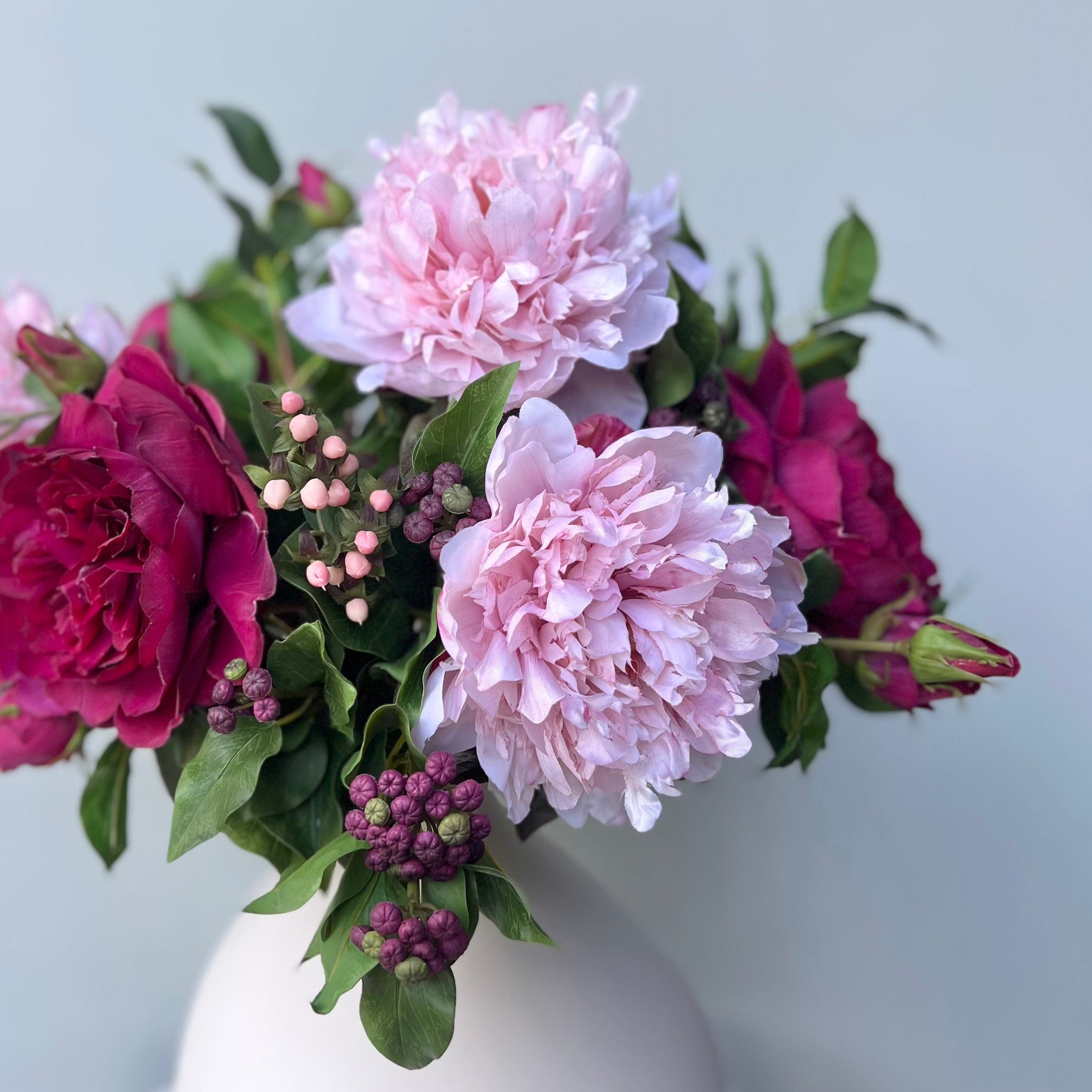 Artificial flowers luxury lifelike faux Burgundy & Blush Artificial Flower Arrangement realistic silk buy online from The Faux Flower Company BURGUNDY BLUSH AR