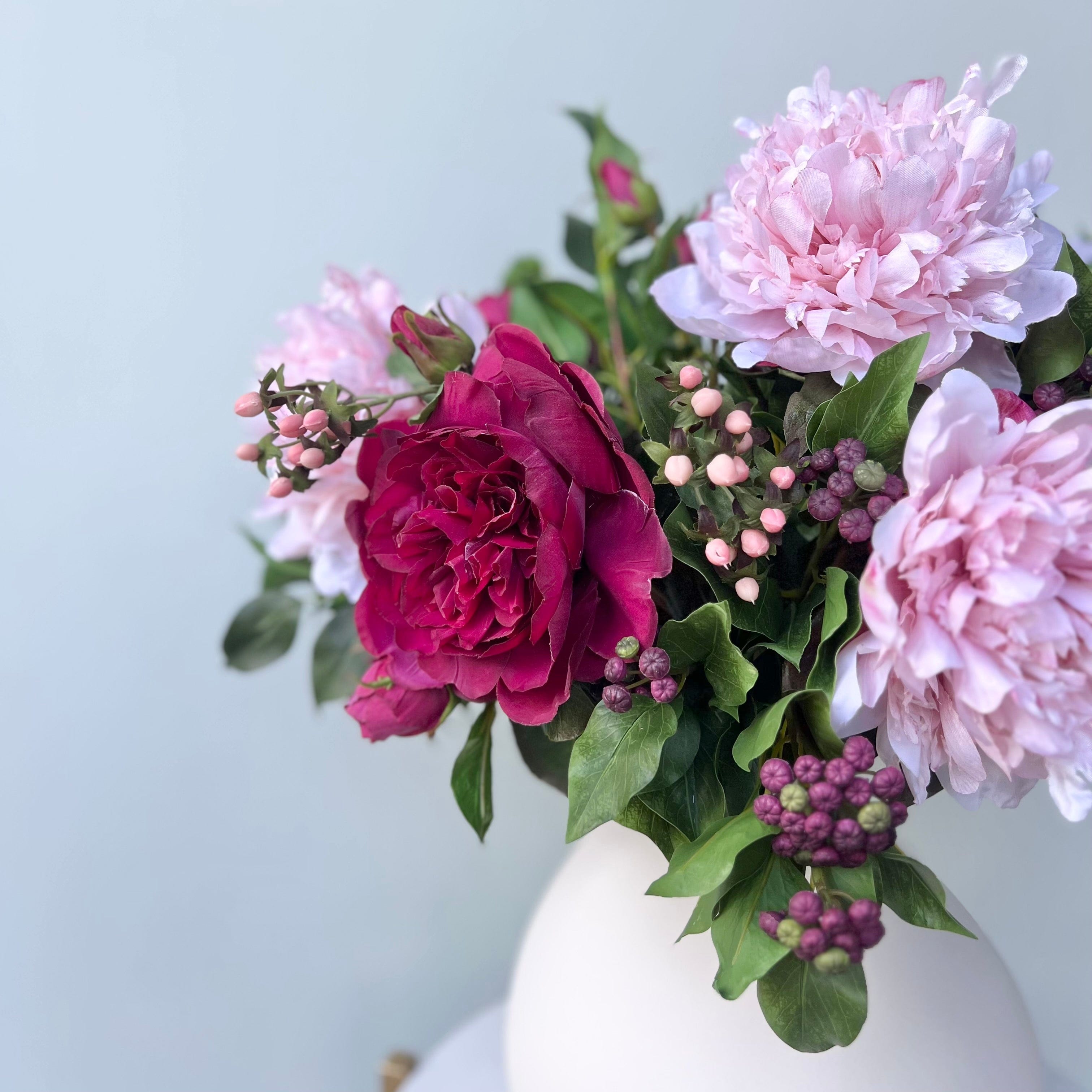 Artificial flowers luxury lifelike faux Burgundy & Blush Artificial Flower Arrangement realistic silk buy online from The Faux Flower Company BURGUNDY BLUSH AR