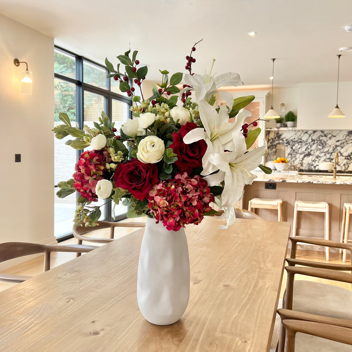 Realistic Christmas Artificial Flower Arrangement by The Faux Flower Company