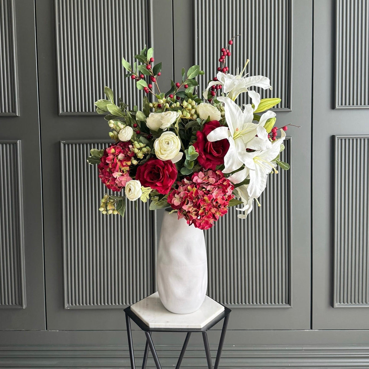Realistic Christmas Artificial Flower Arrangement by The Faux Flower Company