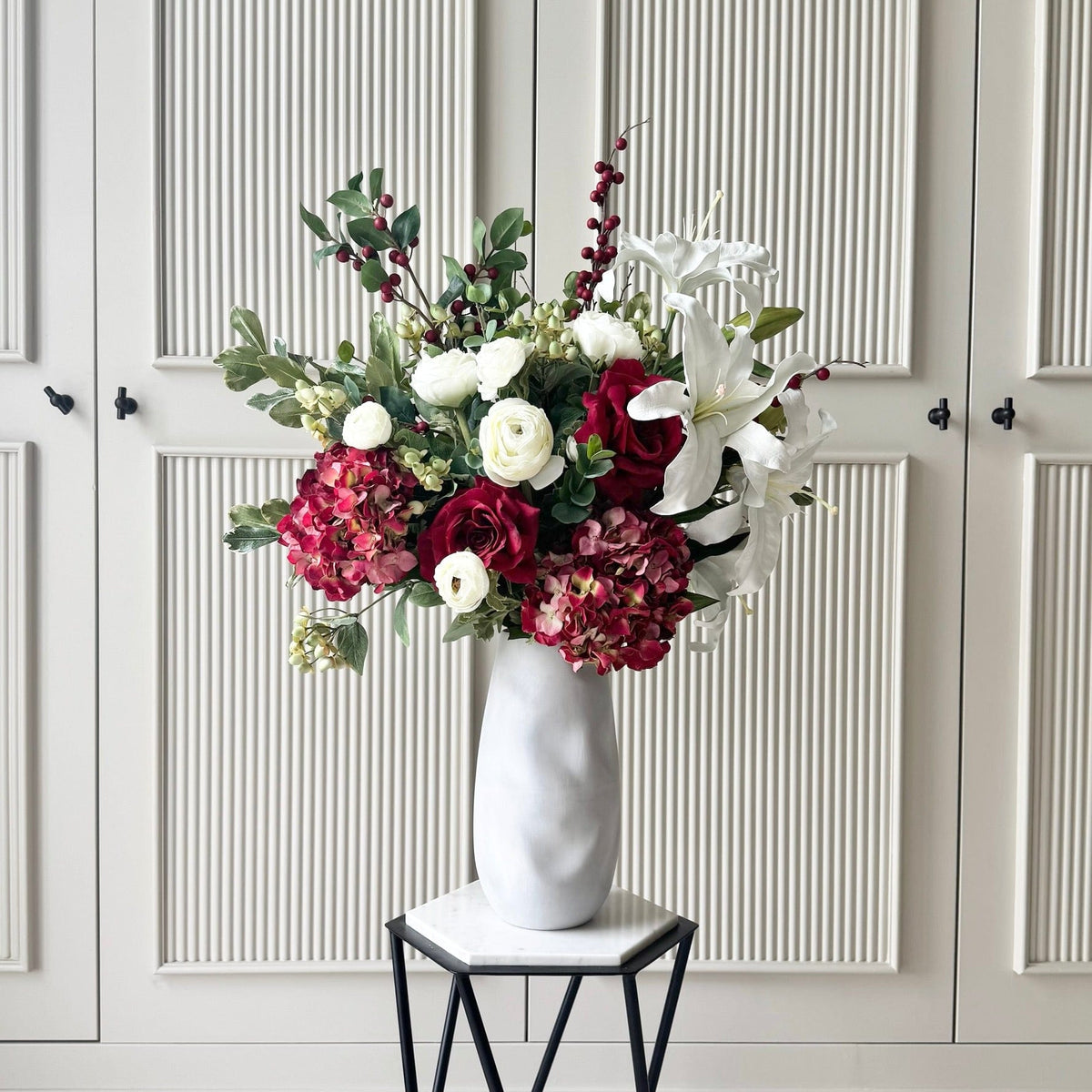 Realistic Christmas Artificial Flower Arrangement by The Faux Flower Company