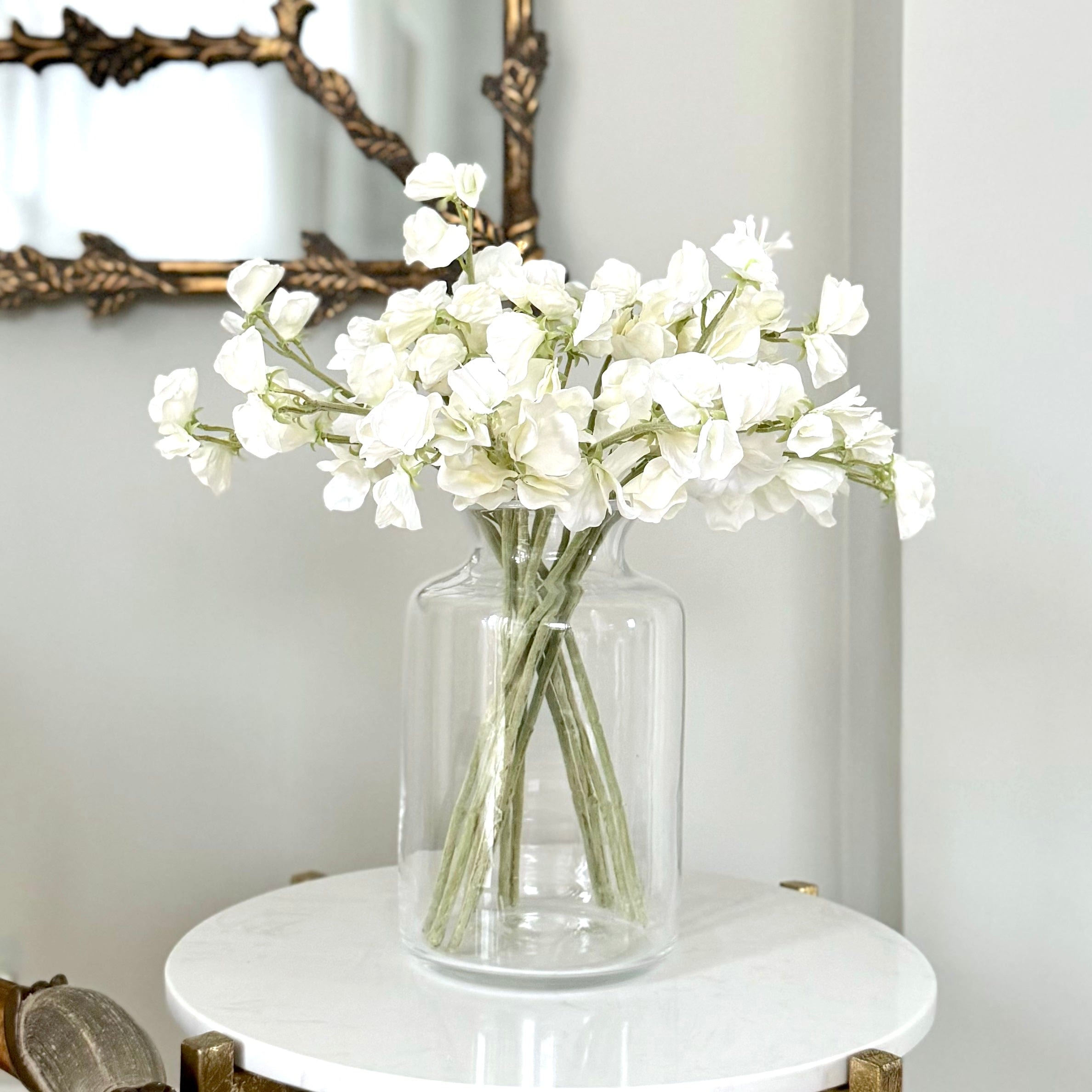 Artificial flowers luxury lifelike faux Clear Funnel Neck Vase - Medium realistic silk Vases buy online from The Faux Flower Company ABV2252