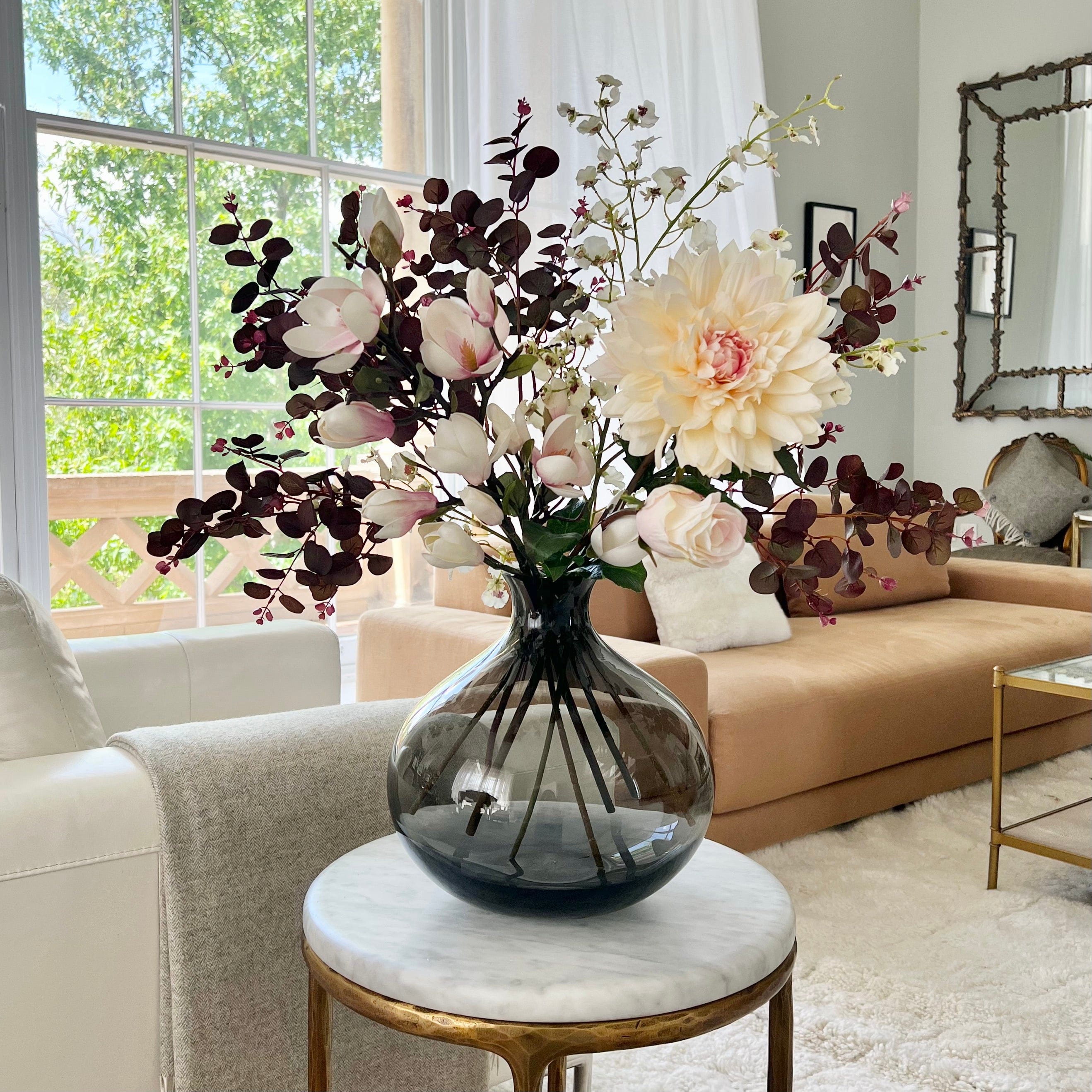 Artificial flowers luxury lifelike faux Dahlia Darling Artificial Flower Bouquet realistic silk bouquet buy online from The Faux Flower Company