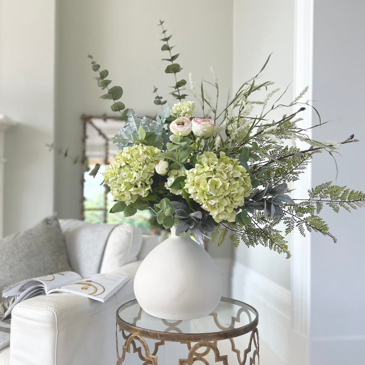 Realistic Gathered Greens Artificial Flower Arrangement by The Faux Flower Company