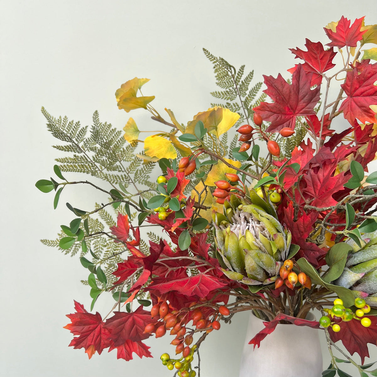 Realistic Gathered Leaves Artificial Flower Arrangement by The Faux Flower Company
